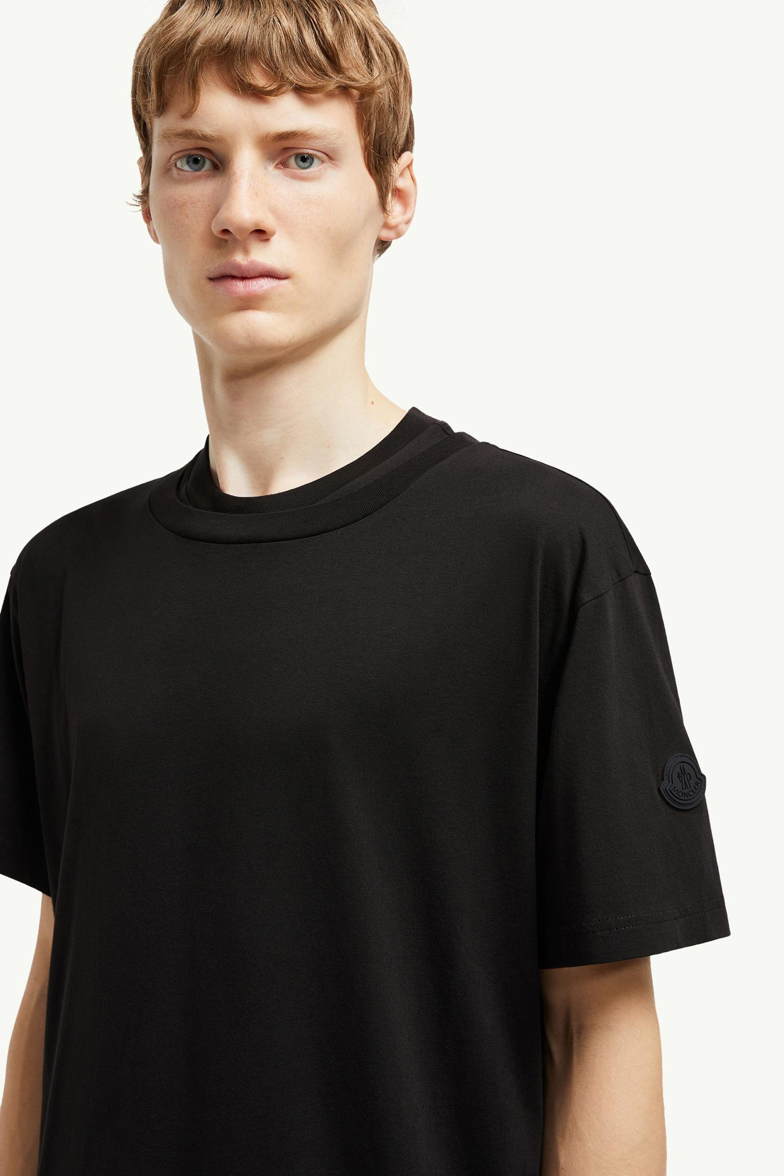 T-shirt con doppio collo in cotone Uomo Nero Moncler 1