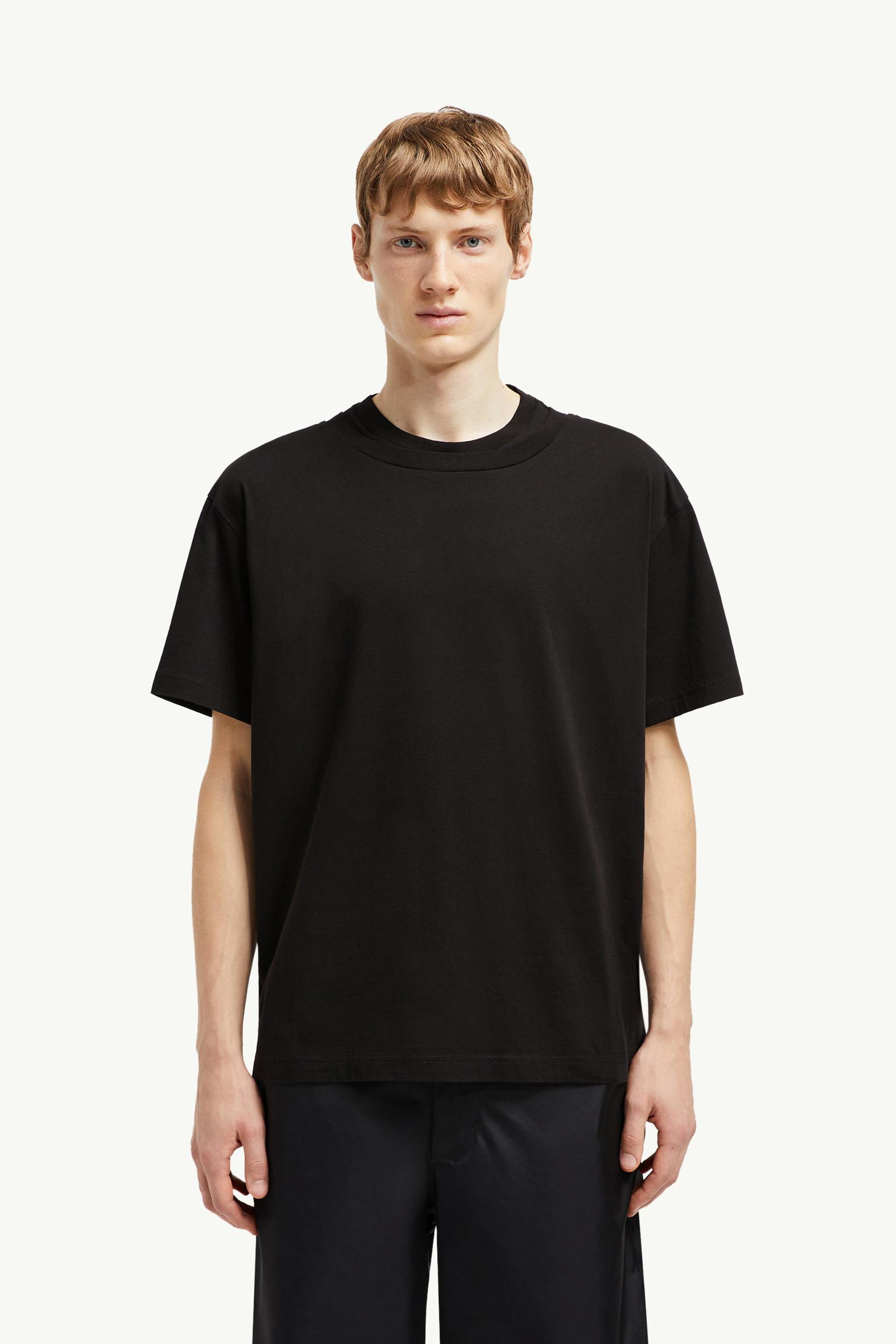 Black Double Collar Cotton T-Shirt - Polos & T-shirts for Men