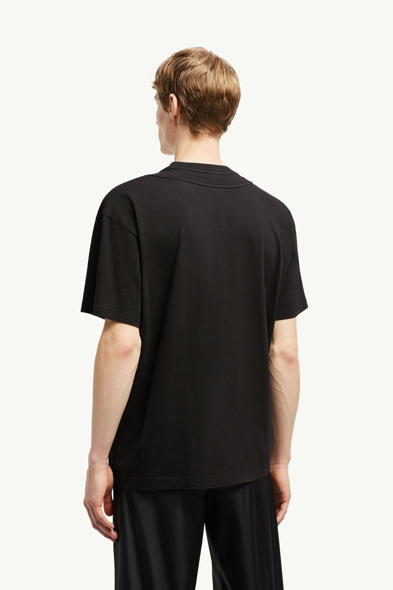 Double Collar Cotton T-Shirt Men Black Moncler 4