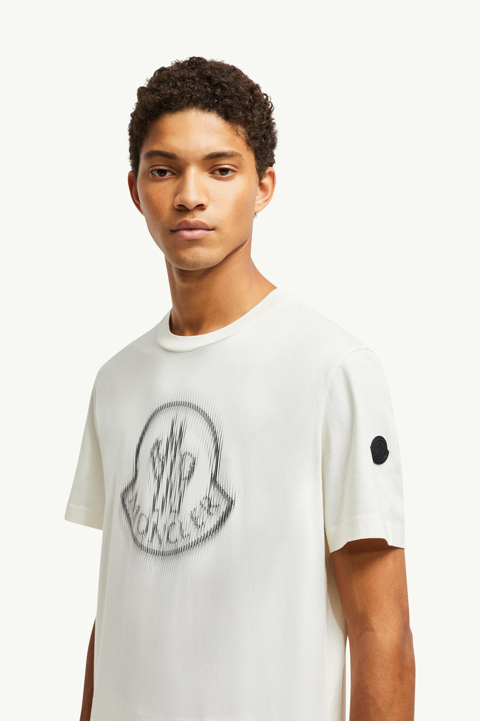 Blurred Logo Cotton T-Shirt Men White Moncler 1