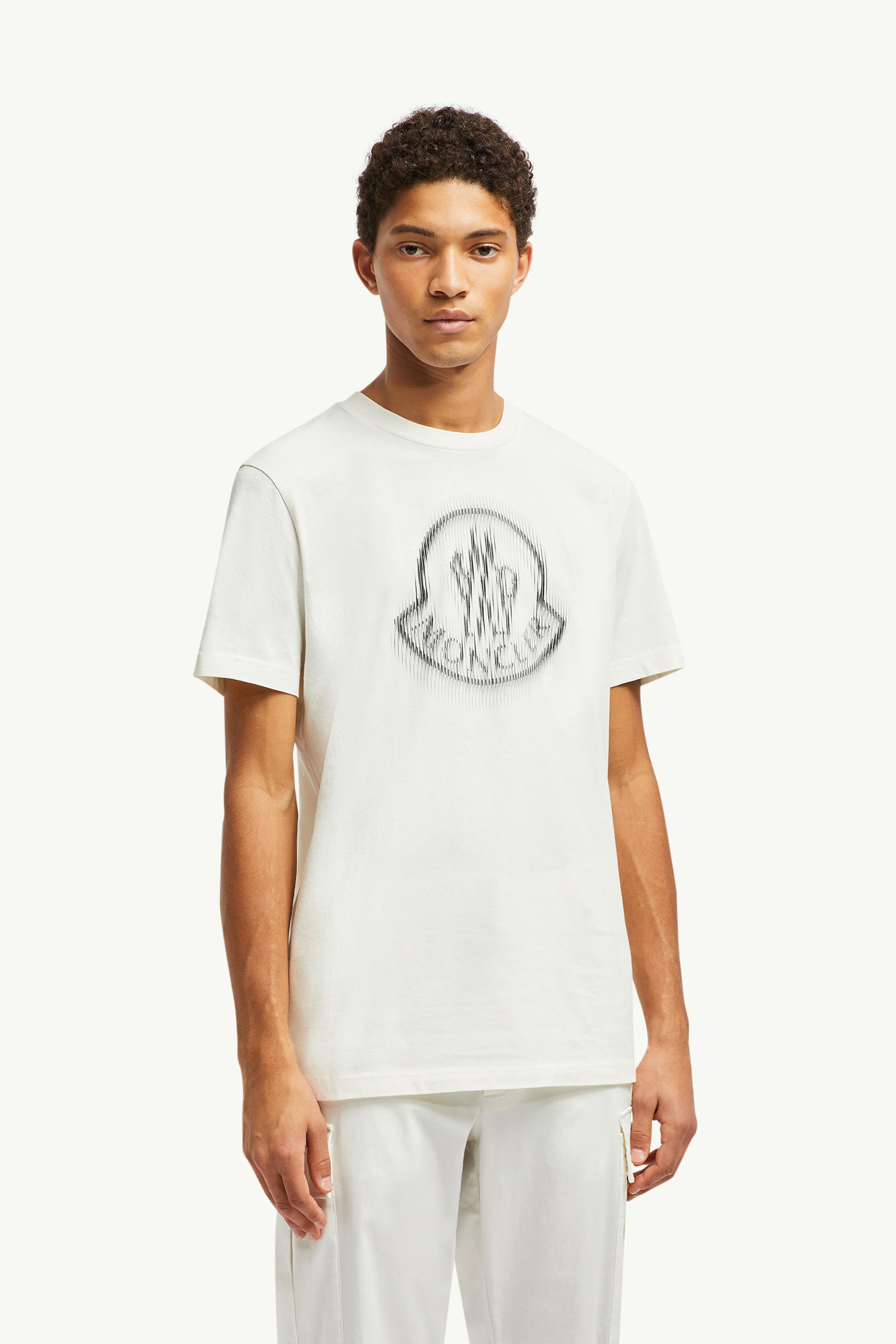 Blurred Logo Cotton T-Shirt Men White Moncler 3