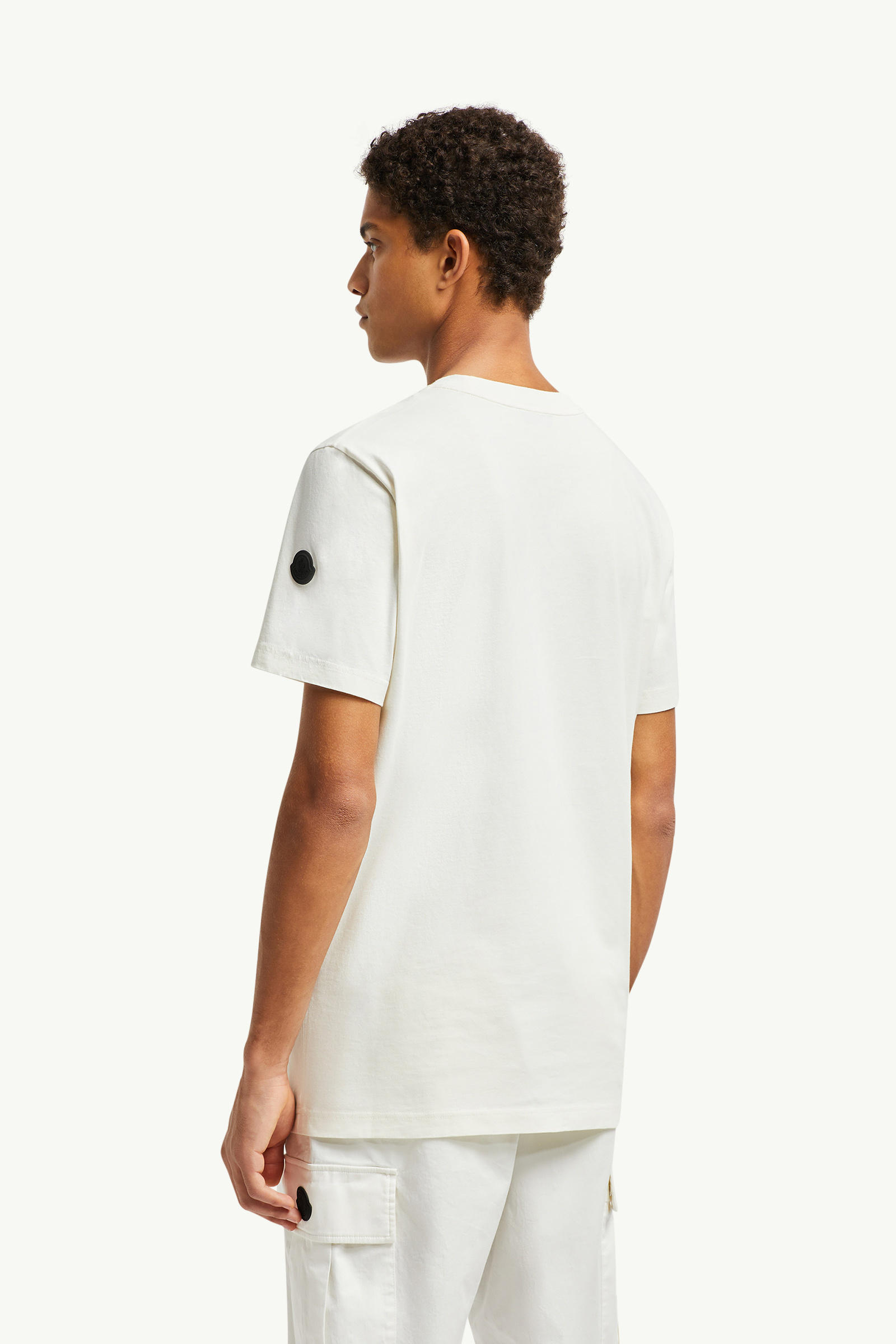 Blurred Logo Cotton T-Shirt Men White Moncler 4