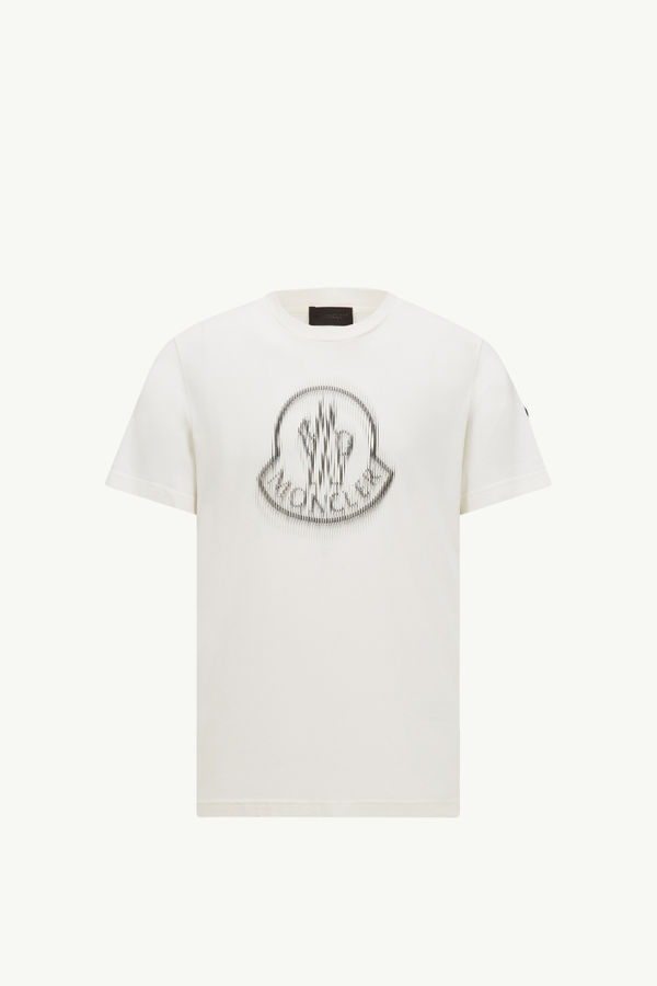 T-shirt en coton à logo flouté Hommes Blanc Moncler 2