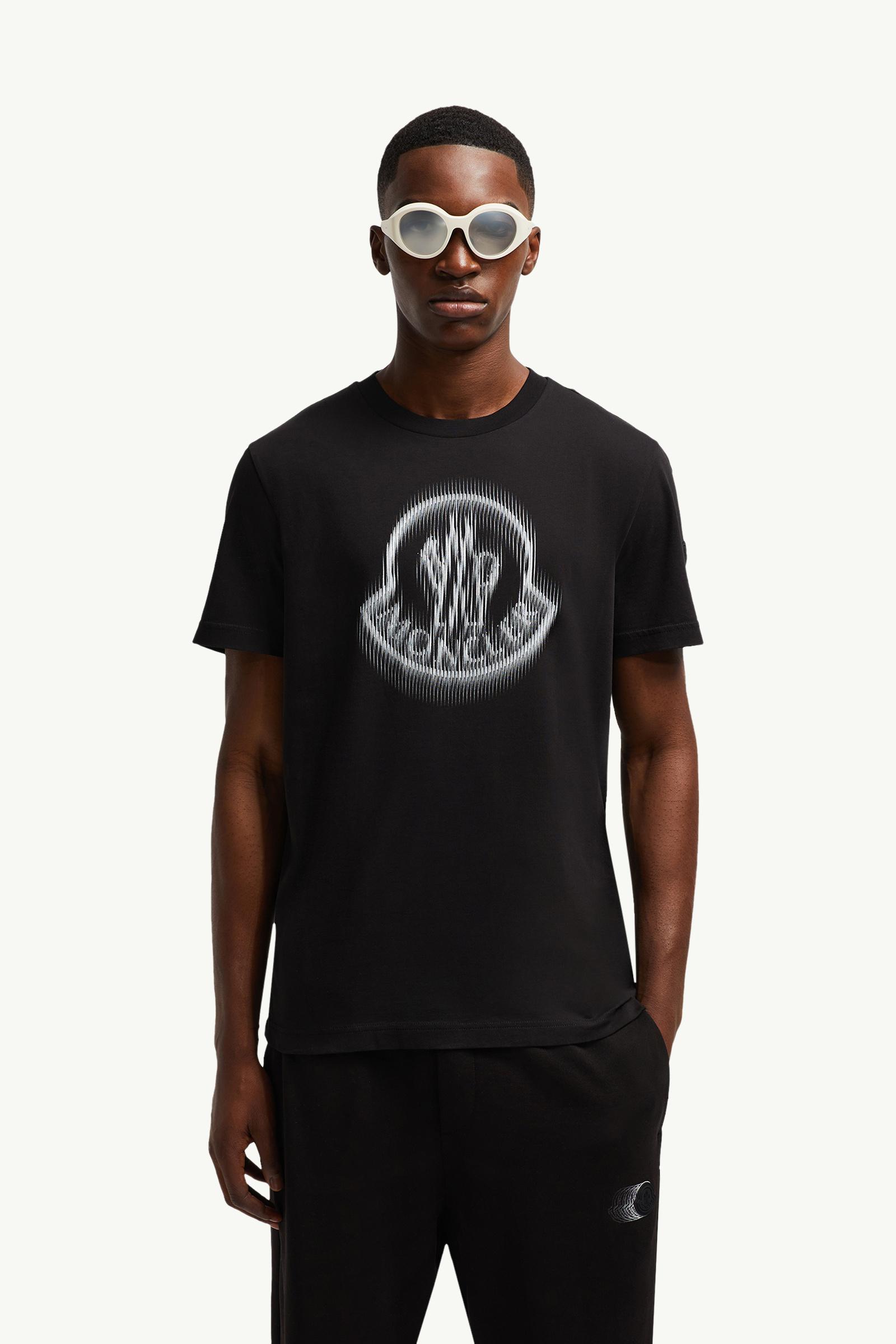 Black Blurred Logo Cotton T-Shirt - Polos & T-shirts for Men