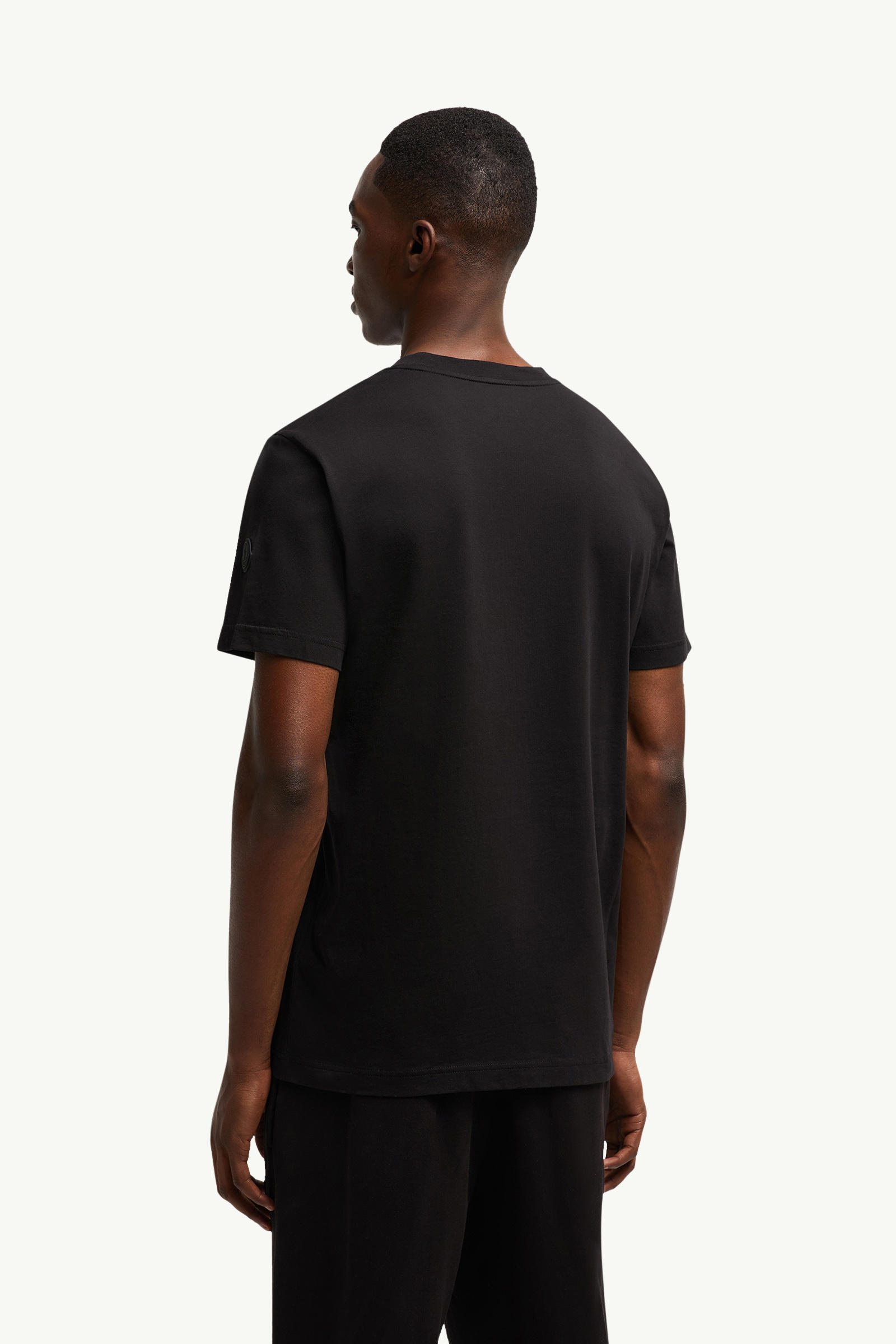 Blurred Logo Cotton T-Shirt Men Black Moncler 4