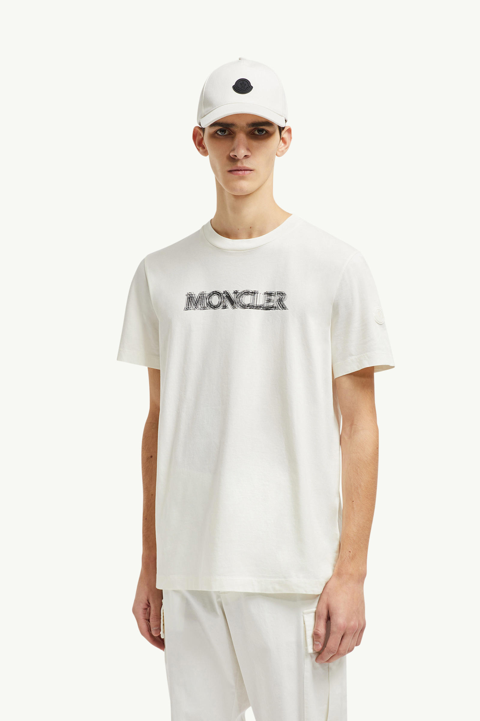 T-shirt in cotone con logo sfumato Uomo Bianco Moncler 0