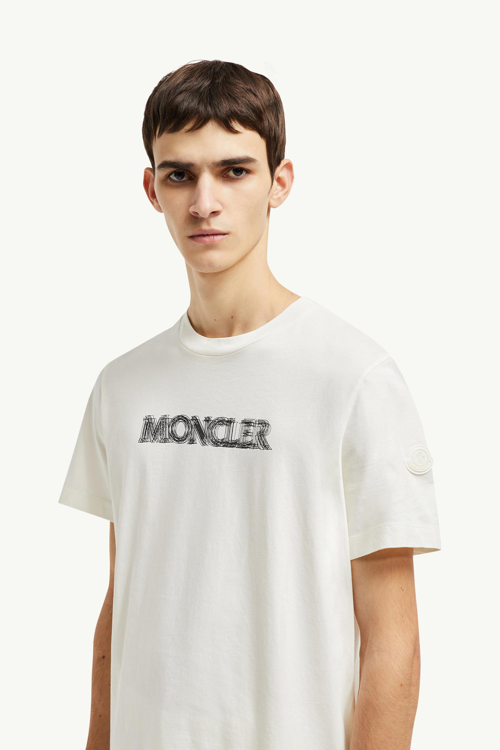 White Blurred Logo Cotton T-Shirt - Polos & T-shirts for Men