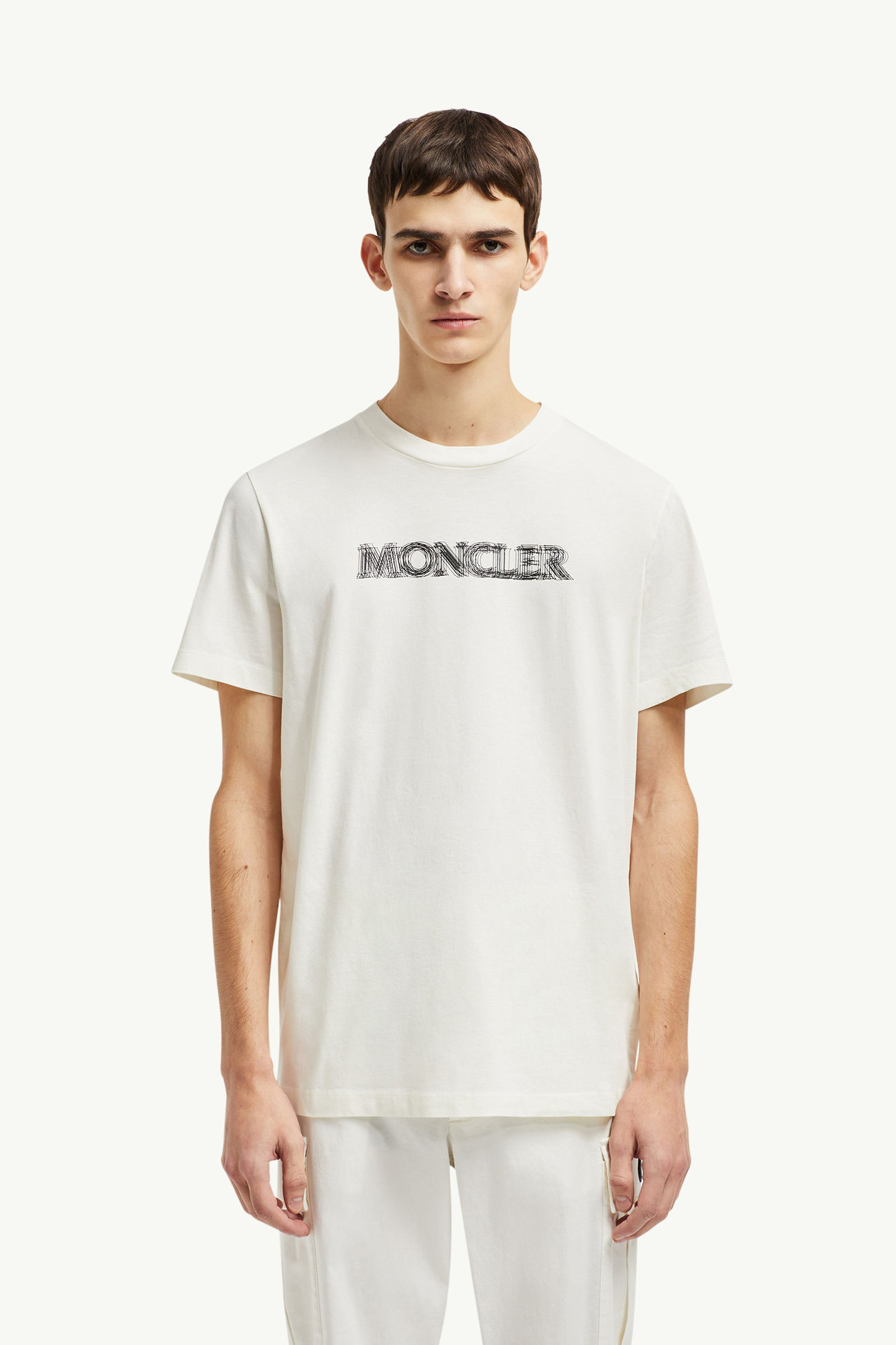 T-shirt en coton à logo flouté Hommes Blanc Moncler 3