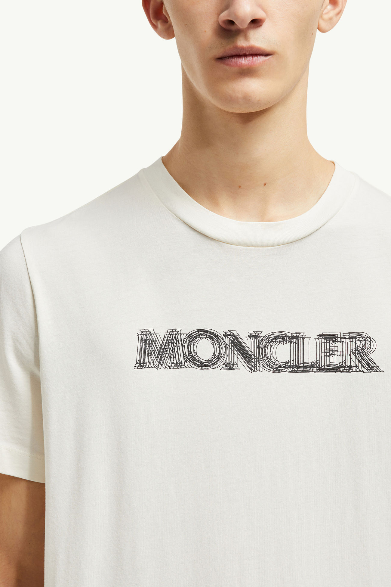 Blurred Logo Cotton T-Shirt Men White Moncler 5