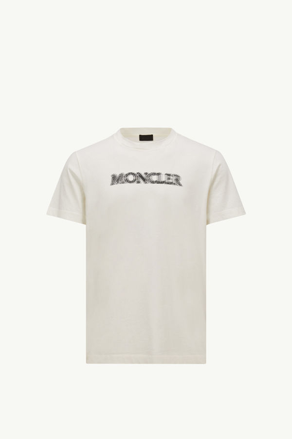 Blurred Logo Cotton T-Shirt Men White Moncler 2
