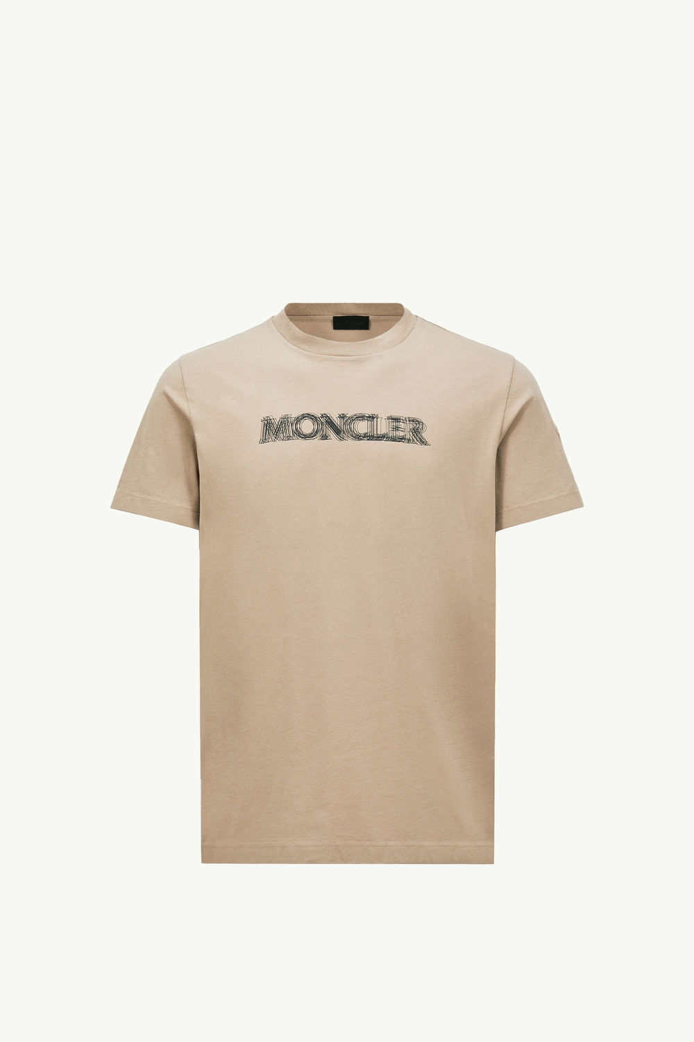 Blurred Logo Cotton T-Shirt Men Light Beige Moncler 2