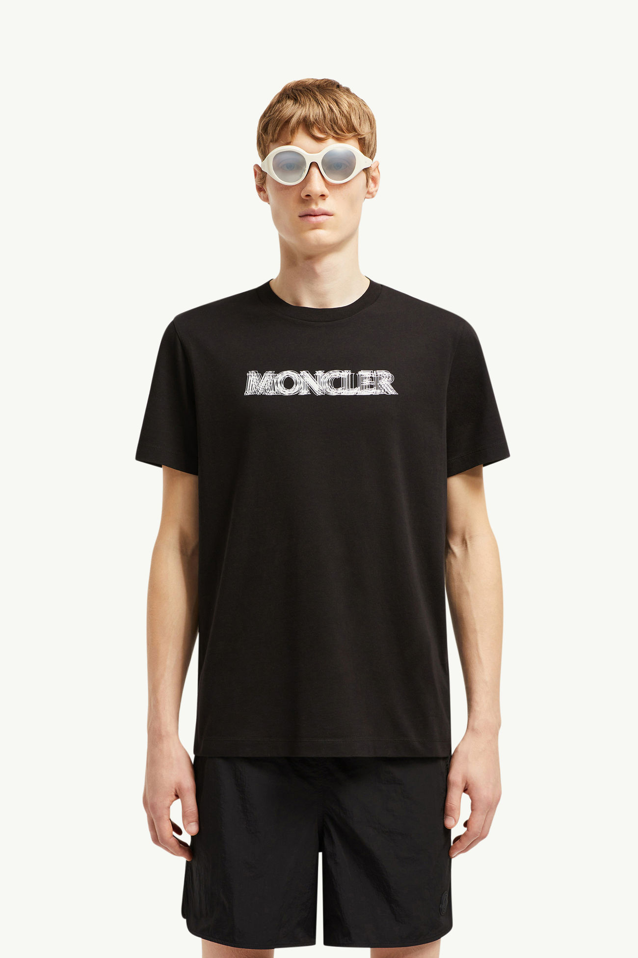 T-shirt in cotone con logo sfumato Uomo Nero Moncler 0