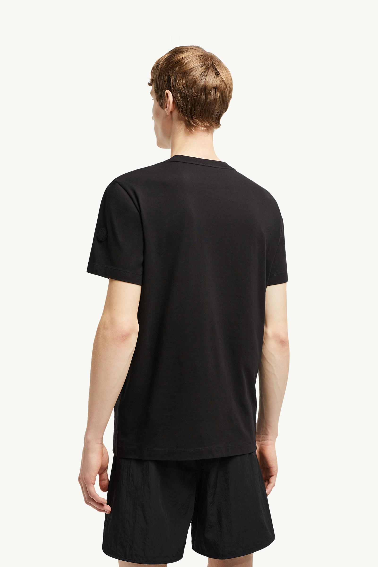 MONCLER ブラック Tシャツ　Mサイズ Black Flocked Logo Cotton T-Shirt - Polos & T-shirts for Men