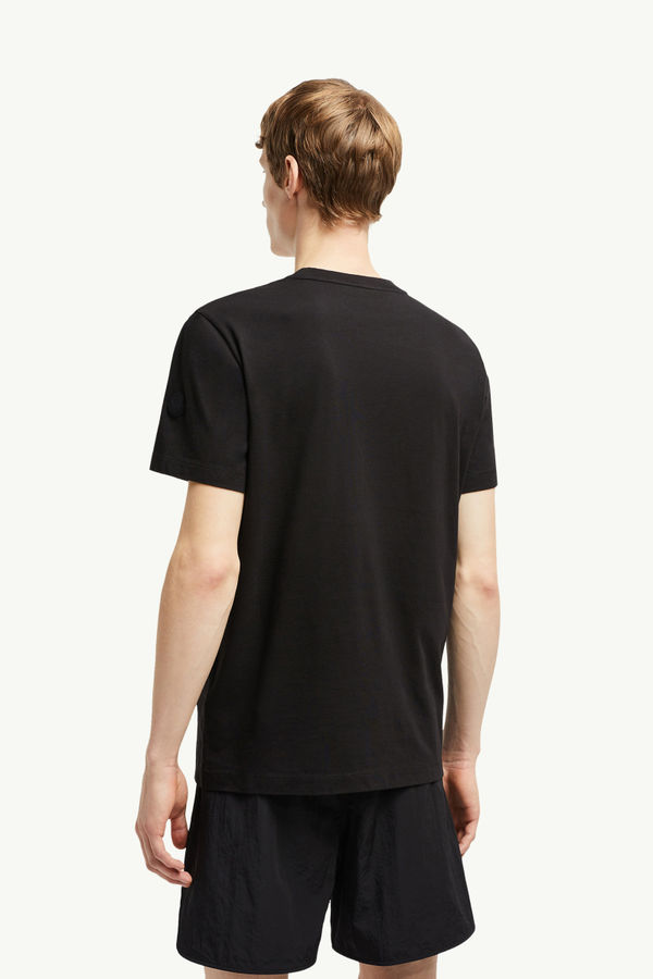 Blurred Logo Cotton T-Shirt Men Black Moncler 4