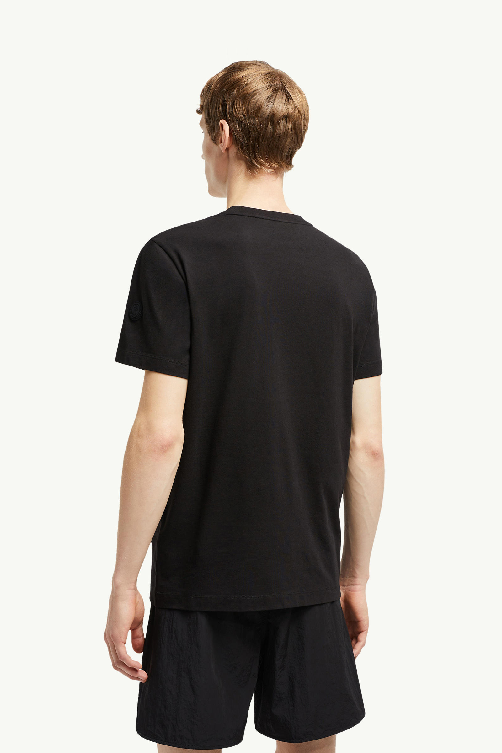 Blurred Logo Cotton T-Shirt Men Black Moncler 4
