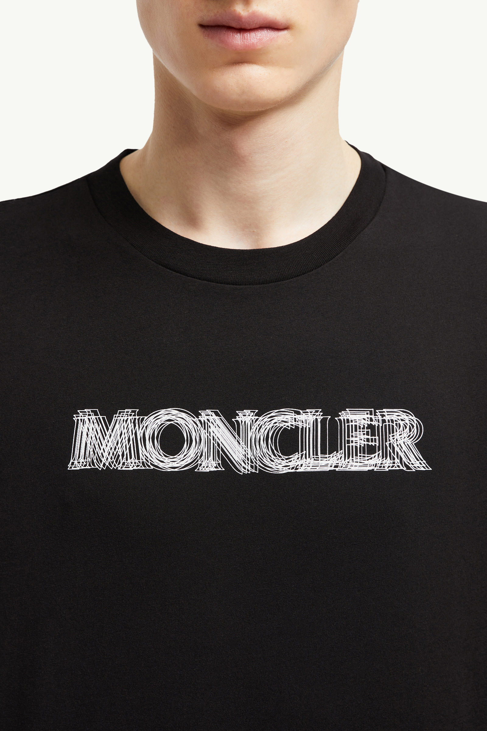 Blurred Logo Cotton T-Shirt Men Black Moncler 5