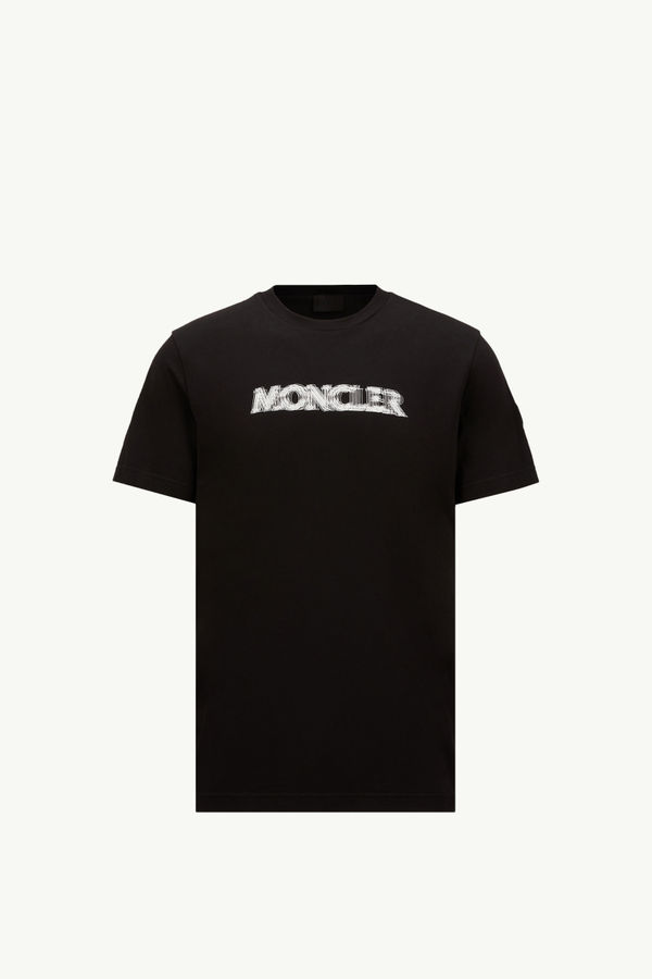 Camiseta de algodón con logotipo difuminado Hombre Negro Moncler 2