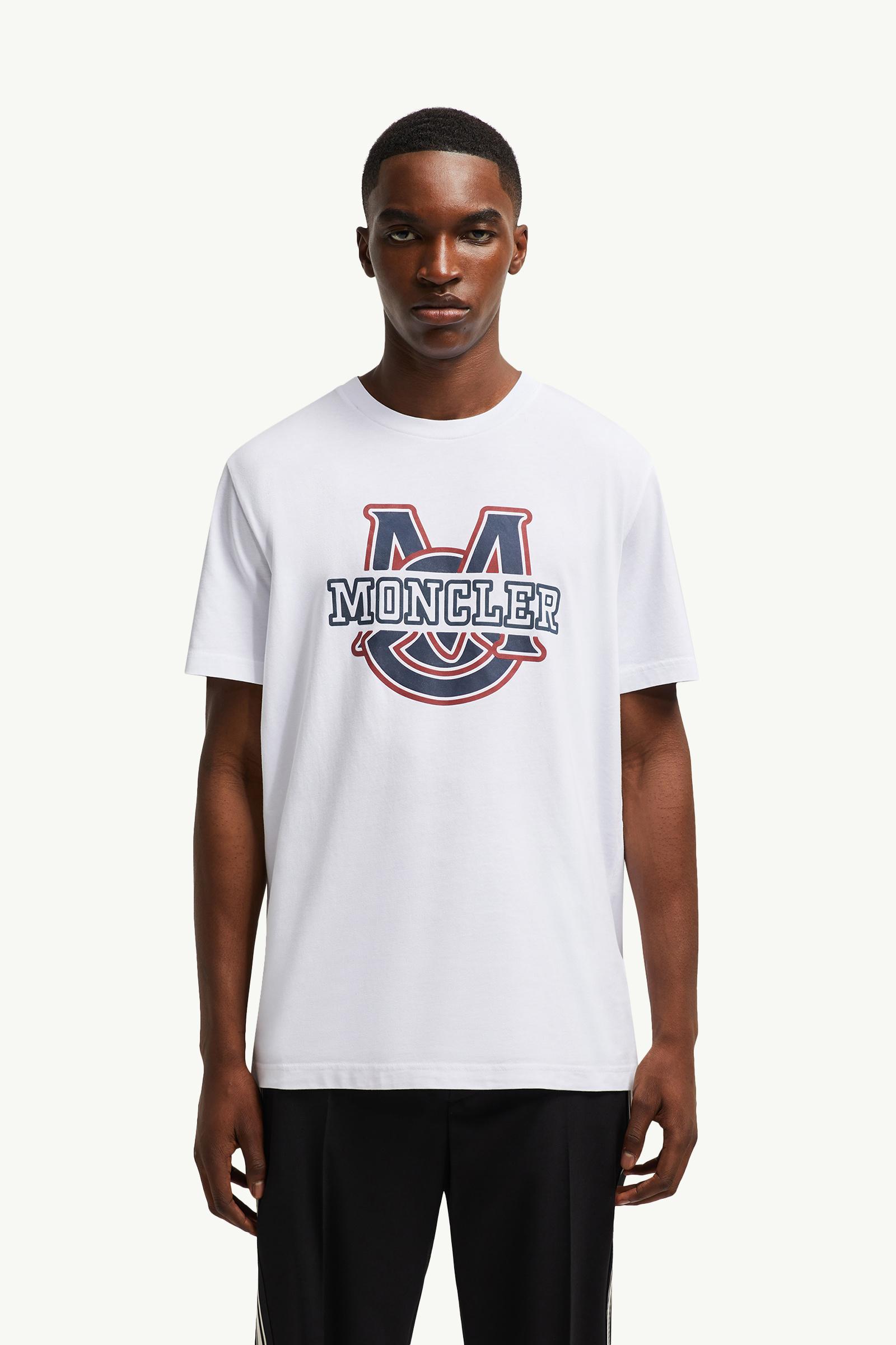 MONCLER ホワイト Tシャツ M ホワイト Tシャツ : Tシャツ＆ポロシャツ 向けの メンズ