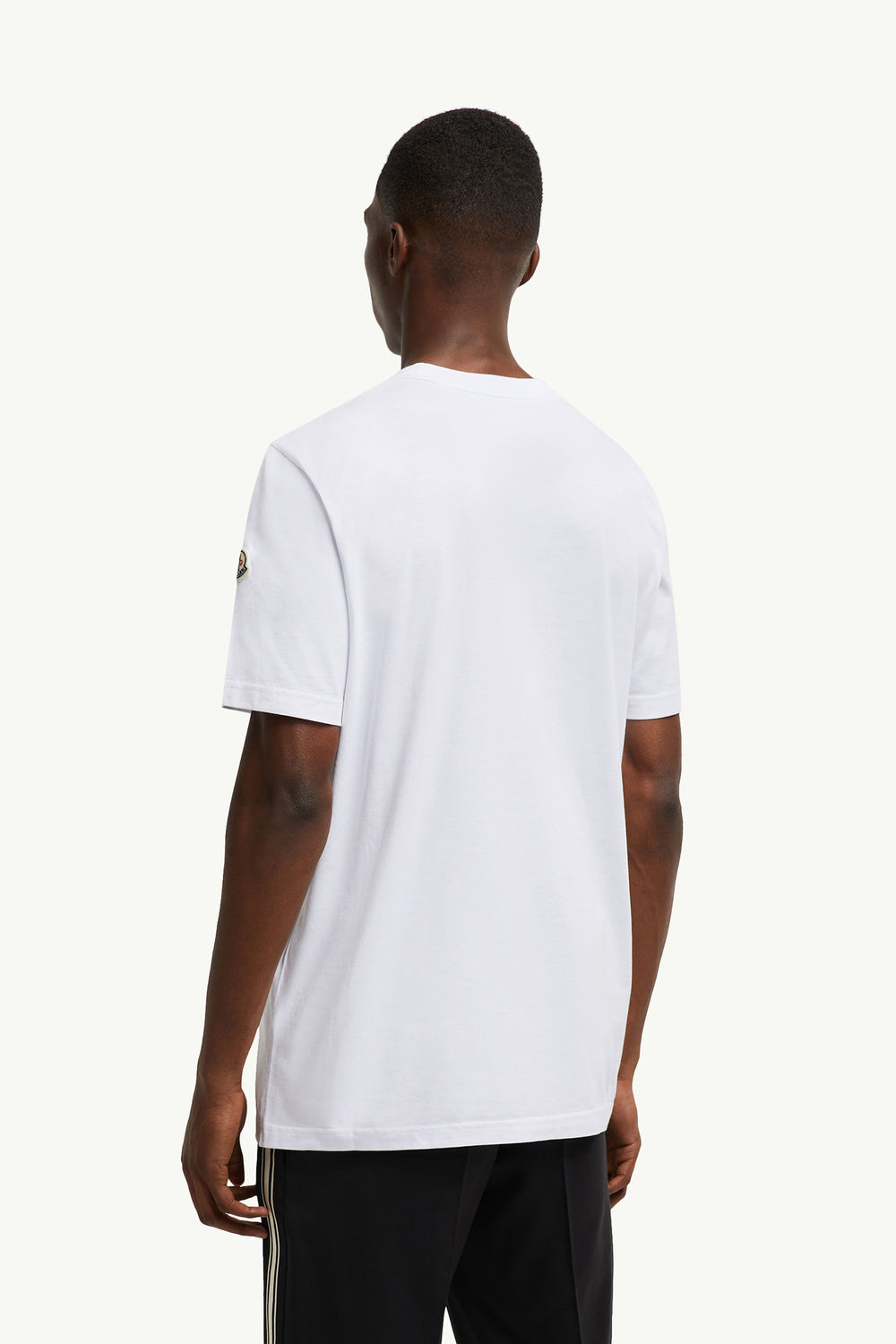 Varsity Logo Motif Cotton T-shirt Men Optical White Moncler 4