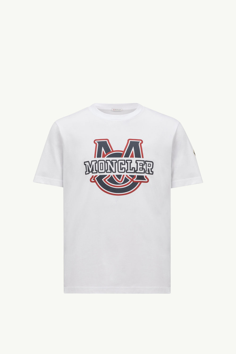 Varsity Logo Motif Cotton T-shirt Men Optical White Moncler 2