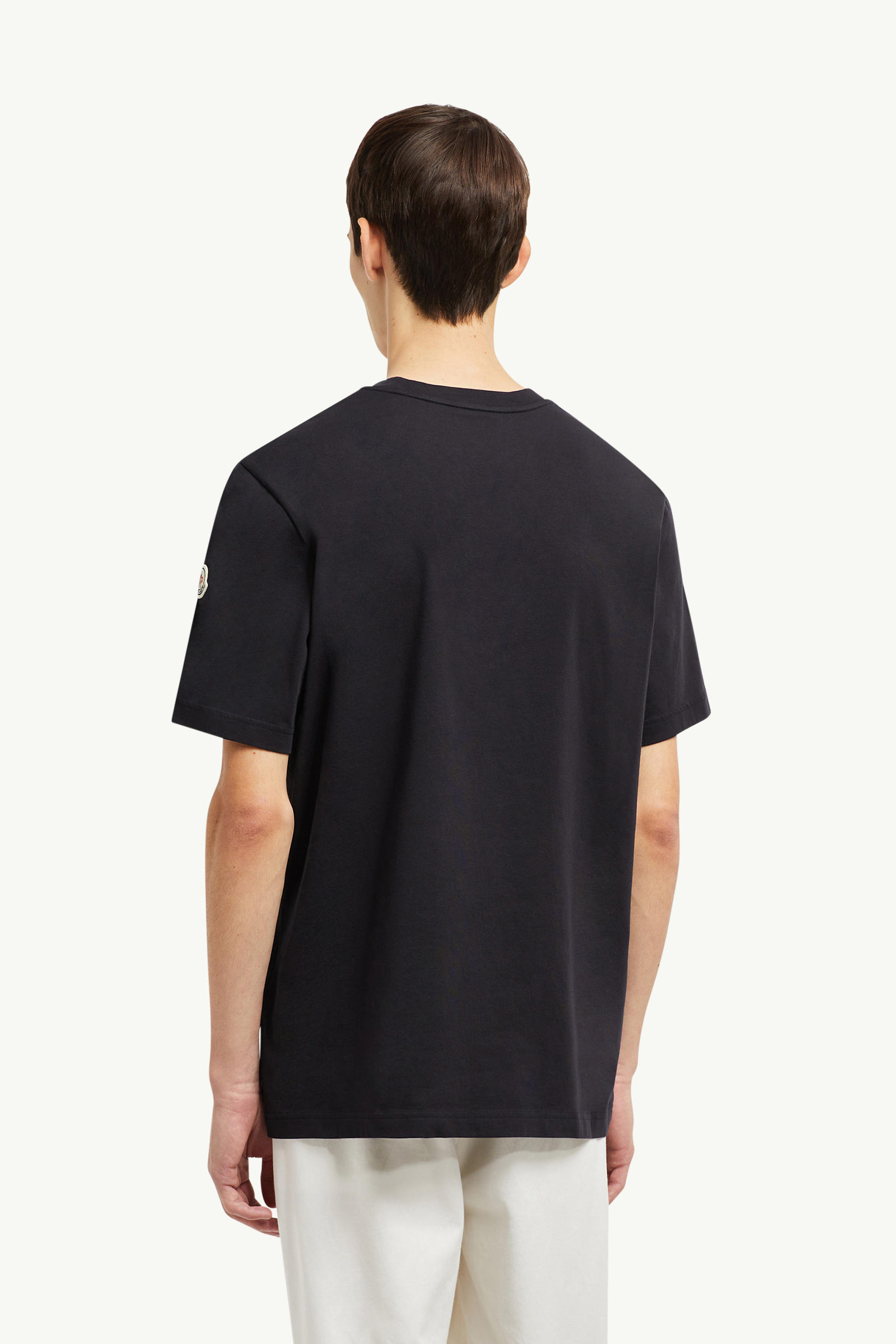 Varsity Logo Motif Cotton T-shirt Men Navy Blue Moncler 4