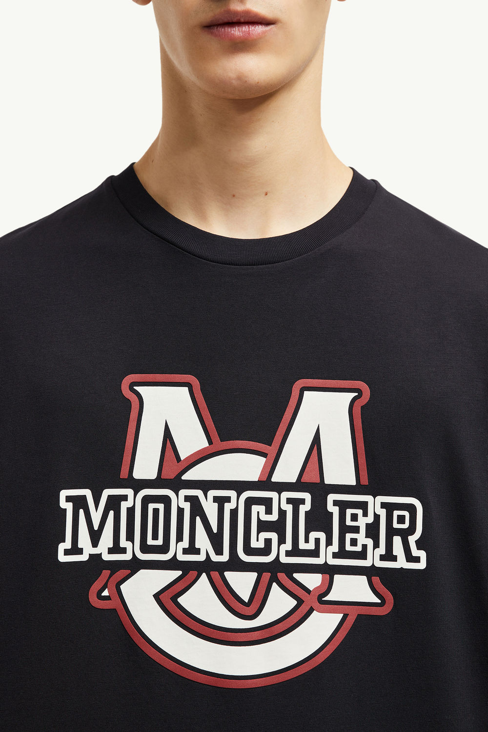Varsity Logo Motif Cotton T-shirt Men Navy Blue Moncler 5