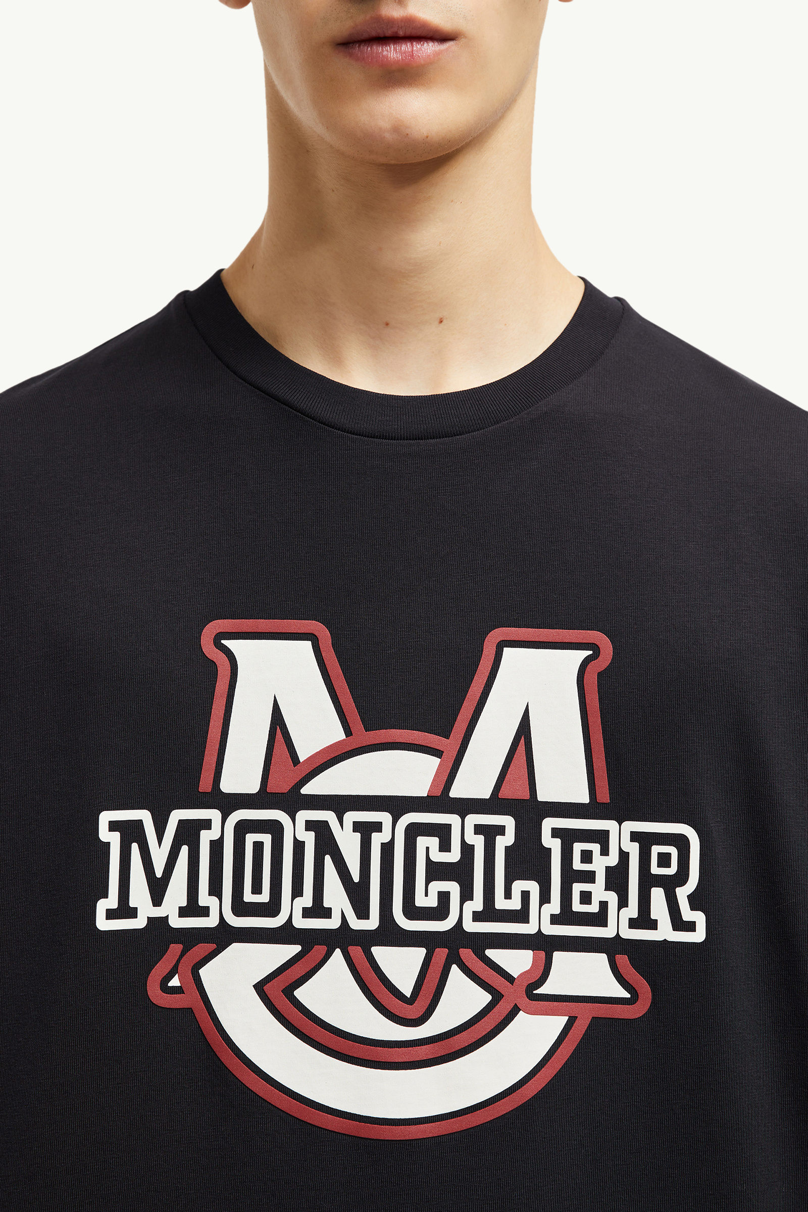 Varsity Logo Motif Cotton T-shirt Men Navy Blue Moncler 5