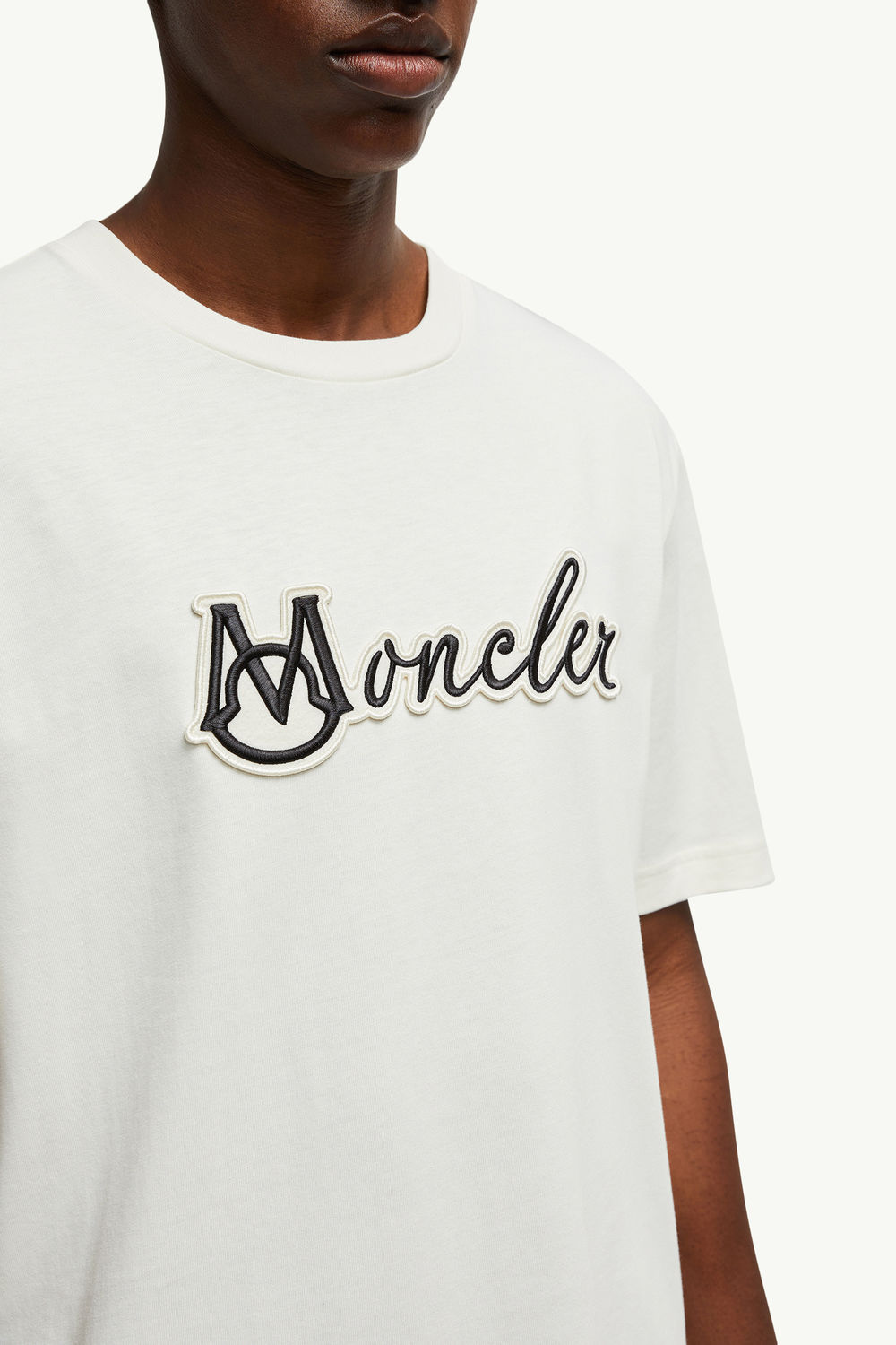 Embroidered Varsity Logo Cotton T-shirt Men White Moncler 5