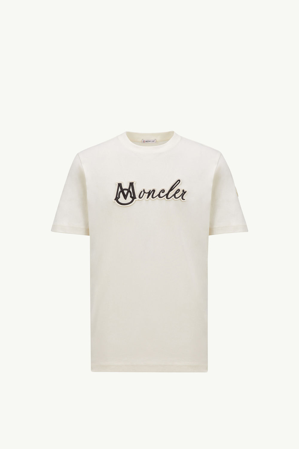 Embroidered Varsity Logo Cotton T-shirt Men White Moncler 2