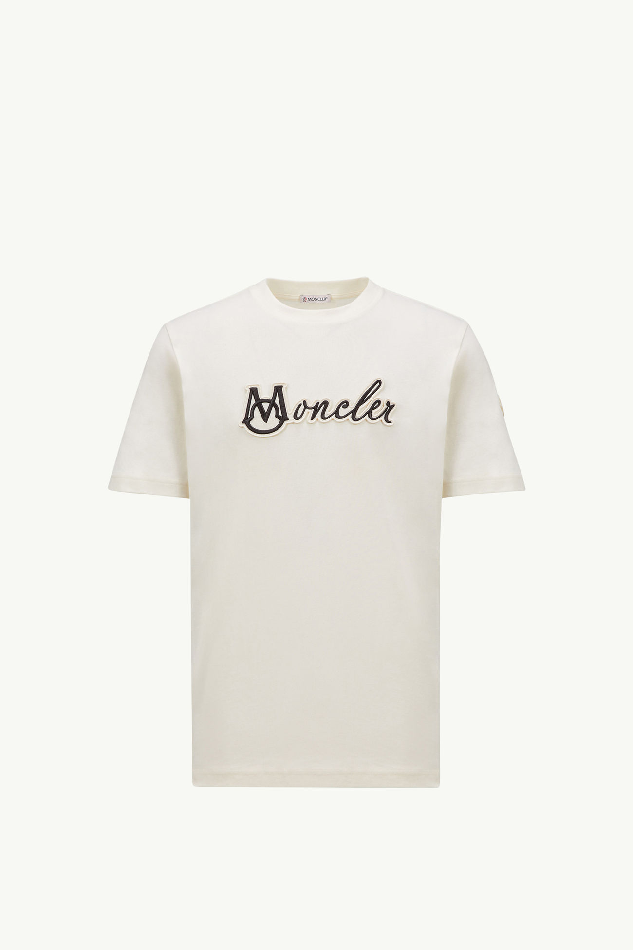 Embroidered Varsity Logo Cotton T-shirt Men White Moncler 2