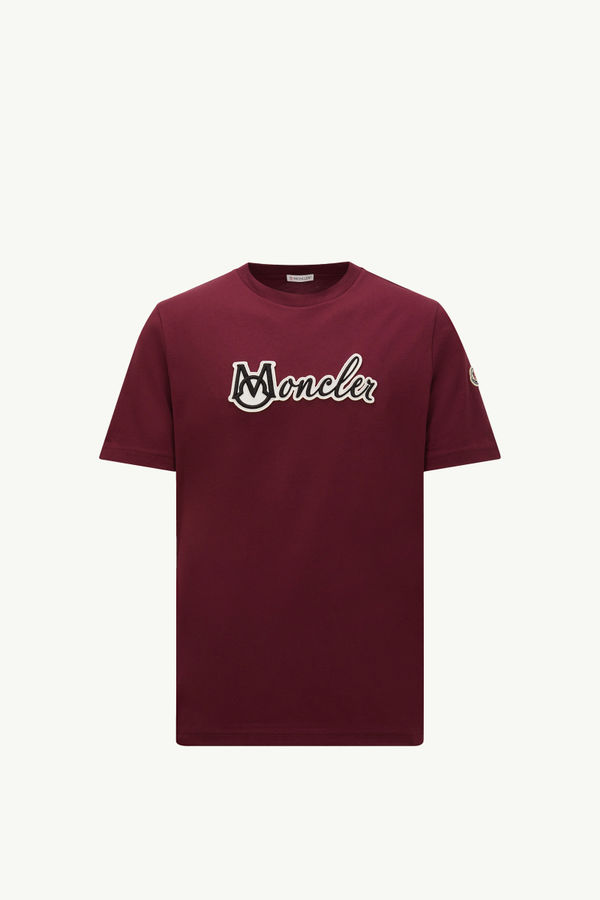 T-shirt en coton à logo universitaire brodé Hommes Bordeaux Moncler 2