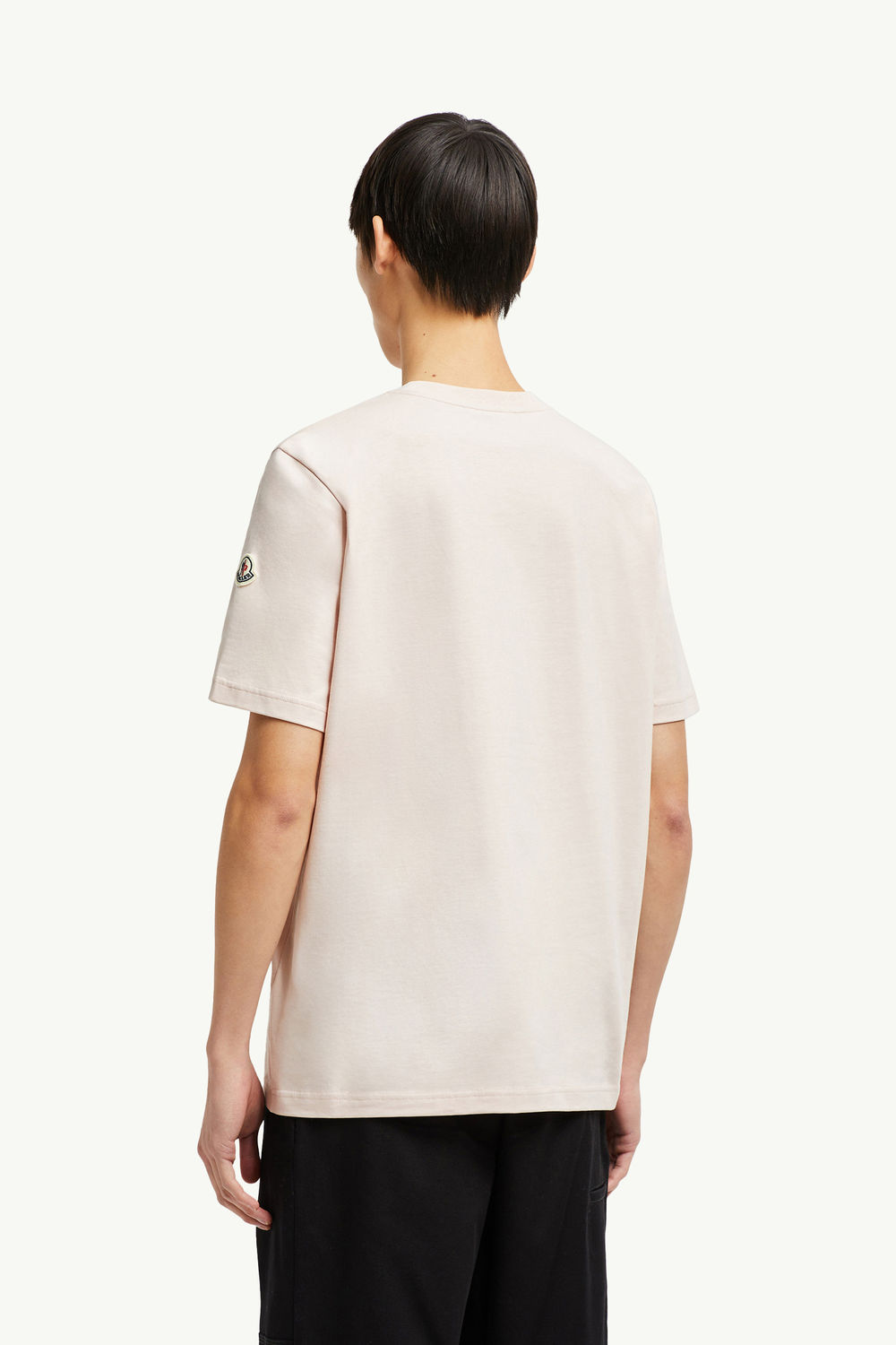 Embroidered Varsity Logo Cotton T-shirt Men Light Pink Moncler 4