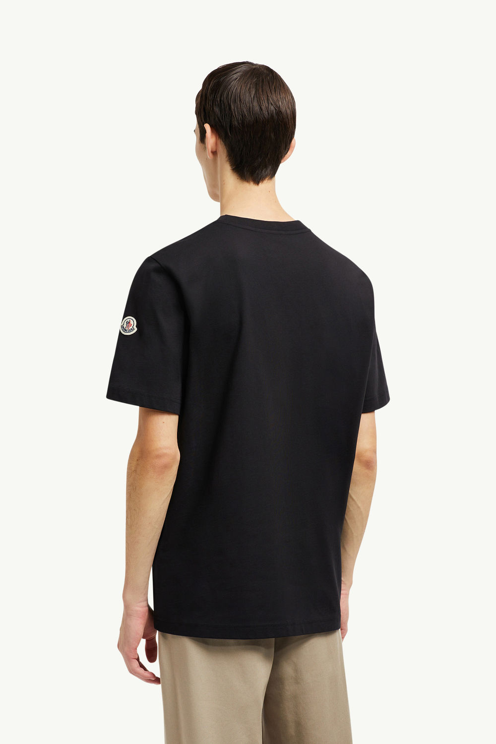 Embroidered Varsity Logo Cotton T-shirt Men Black Moncler 4