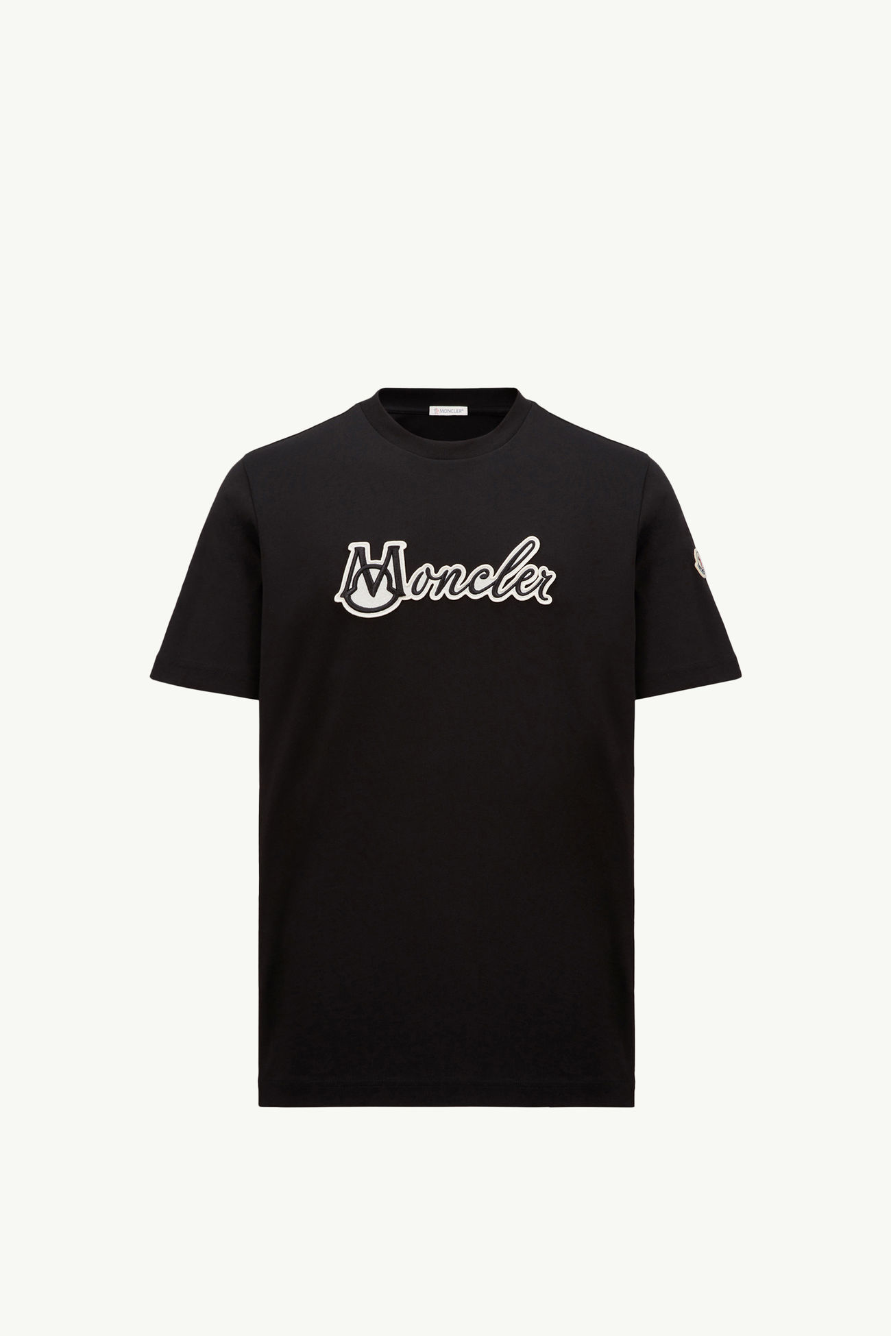 T-shirt in cotone con logo varsity ricamato Uomo Nero Moncler 2