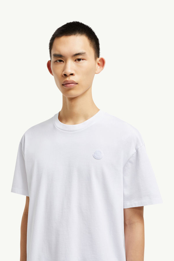 T-Shirt aus Baumwolle mit Graffiti-Logo Herren Weiß Moncler 1