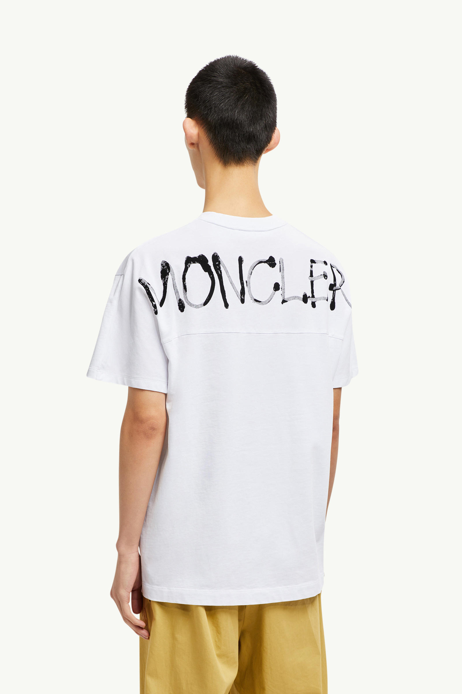 Graffiti Logo Cotton T-Shirt Men White Moncler 4