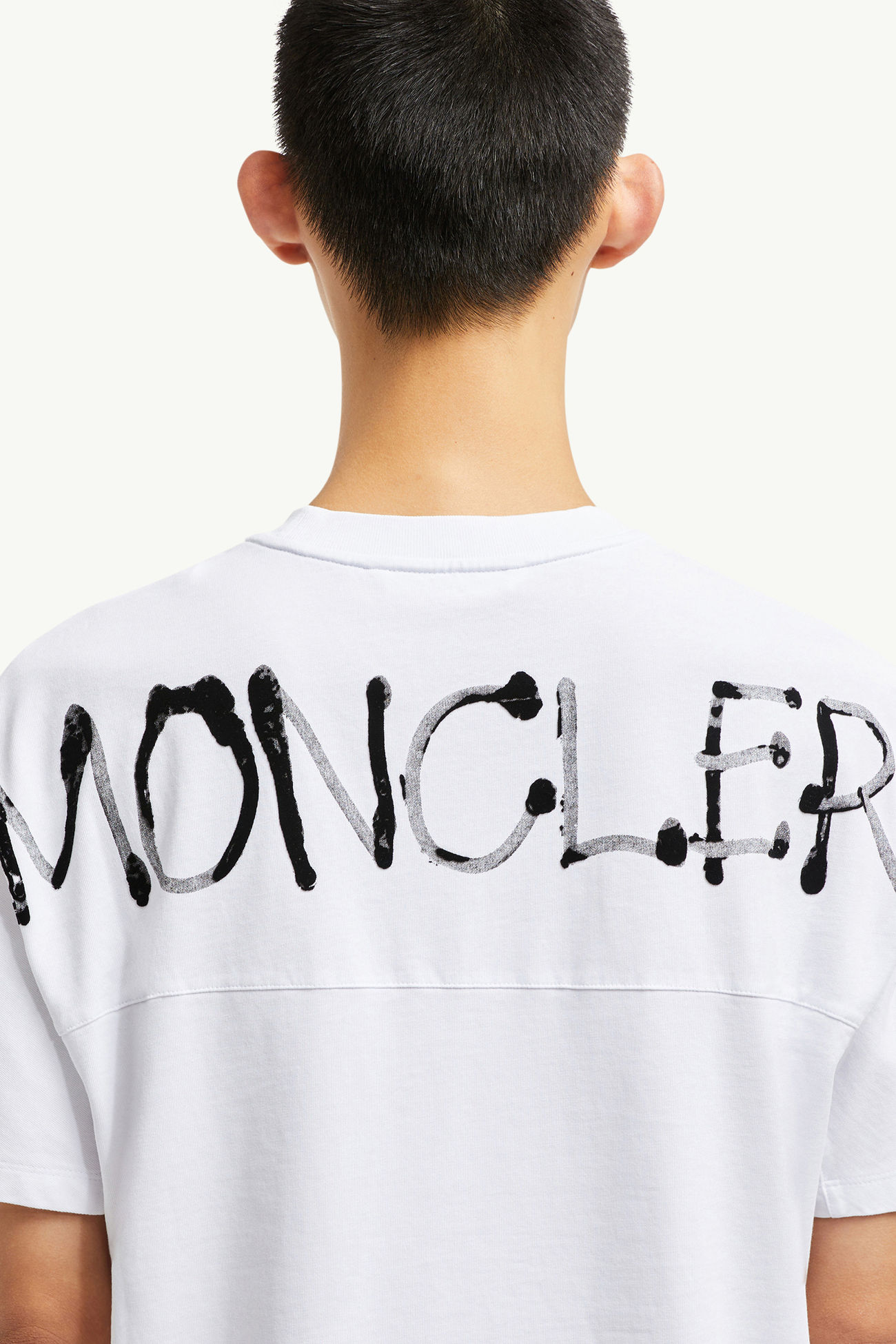 Graffiti Logo Cotton T-Shirt Men White Moncler 5