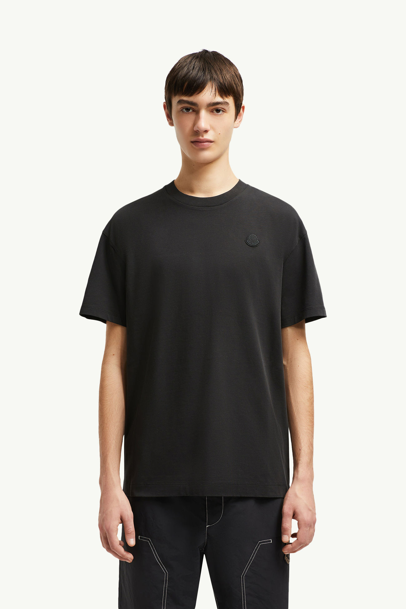 Graffiti Logo Cotton T-Shirt Men Black Moncler 3