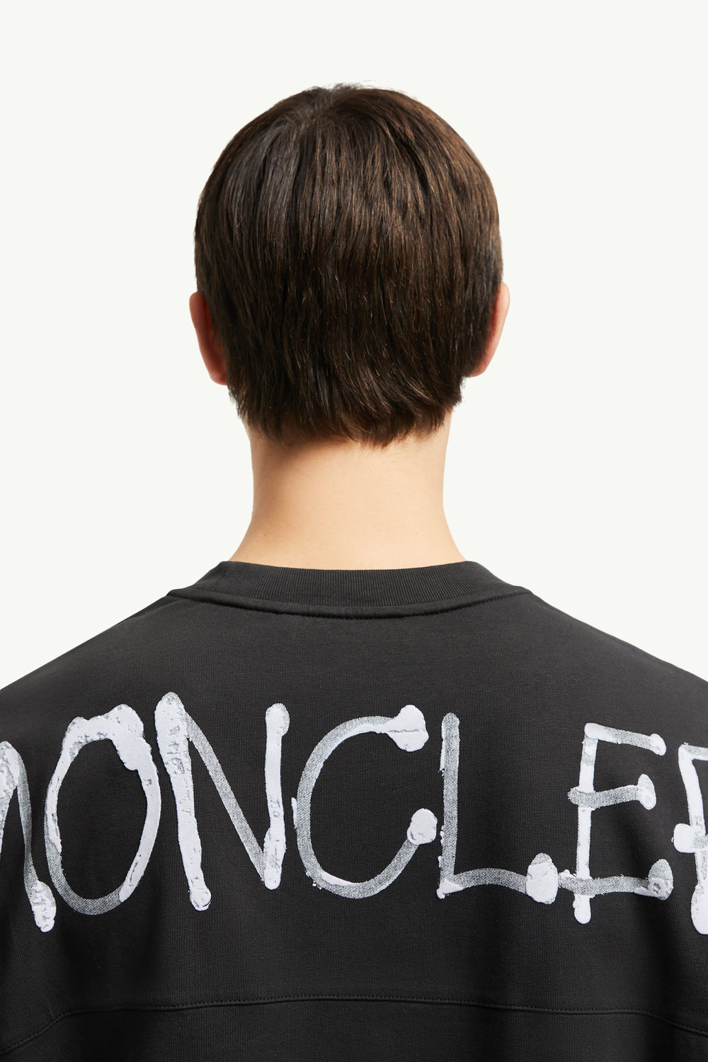 Graffiti Logo Cotton T-Shirt Men Black Moncler 6