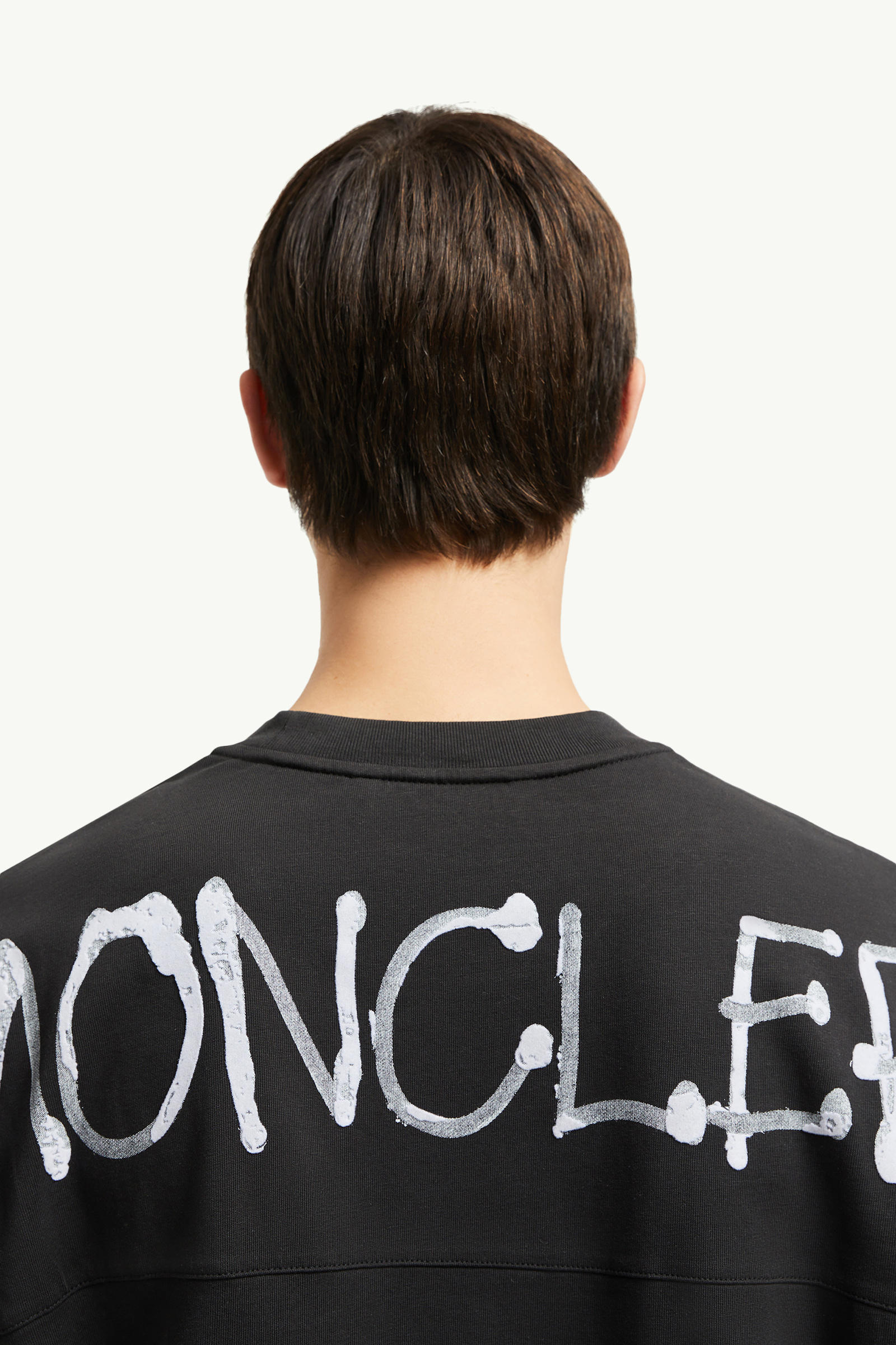Graffiti Logo Cotton T-Shirt Men Black Moncler 6