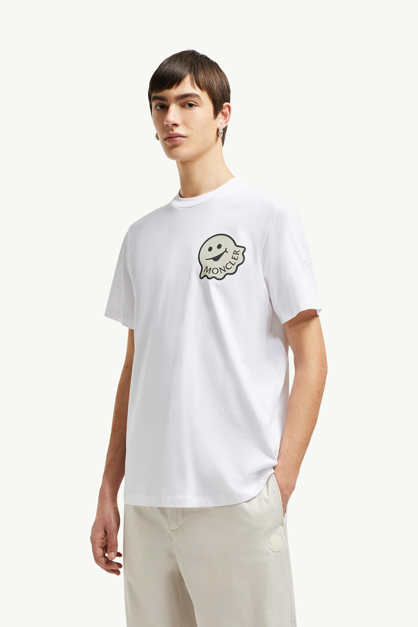 Cartoon Logo Cotton T-Shirt Men White Moncler 0