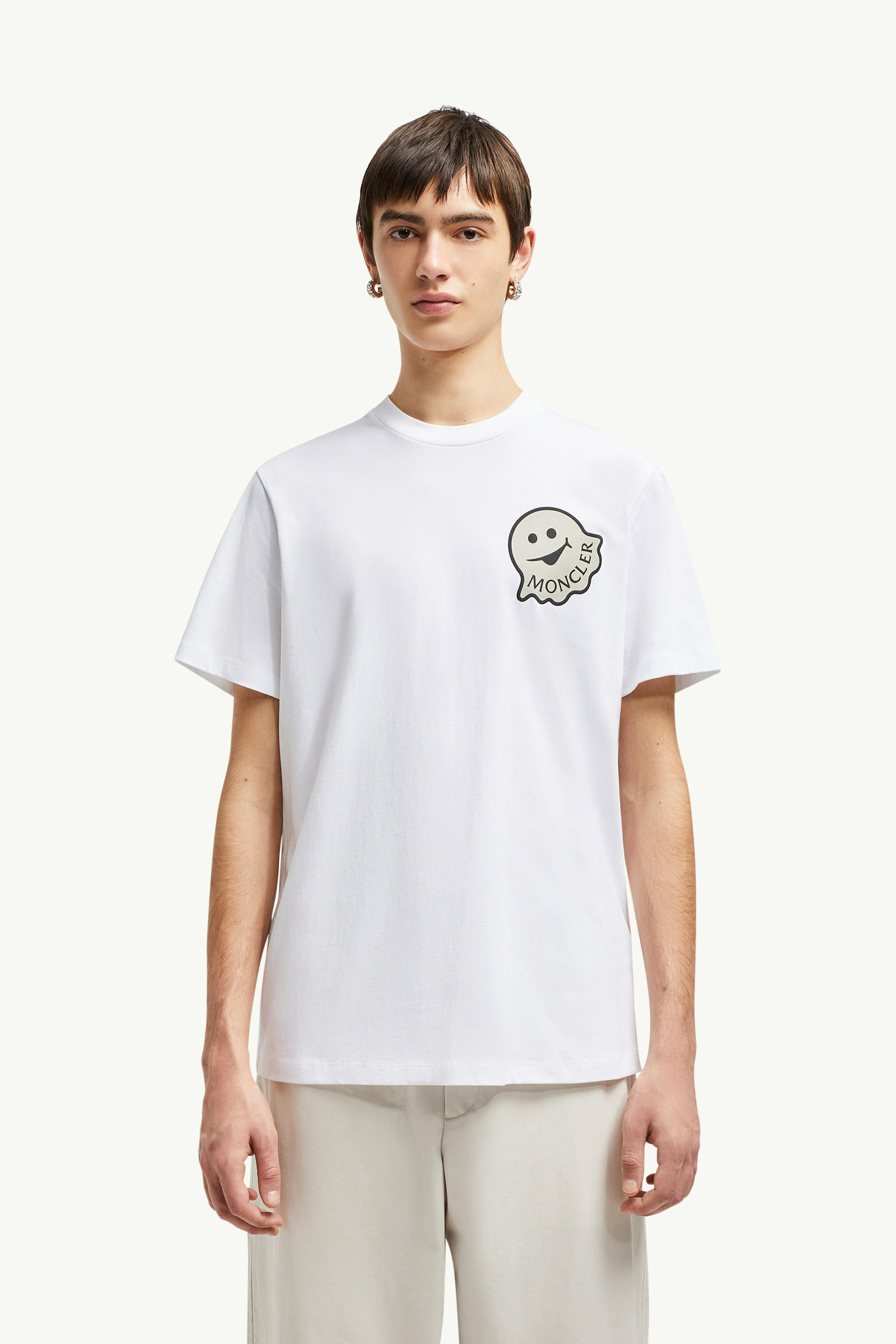 Cartoon Logo Cotton T-Shirt Men White Moncler 3