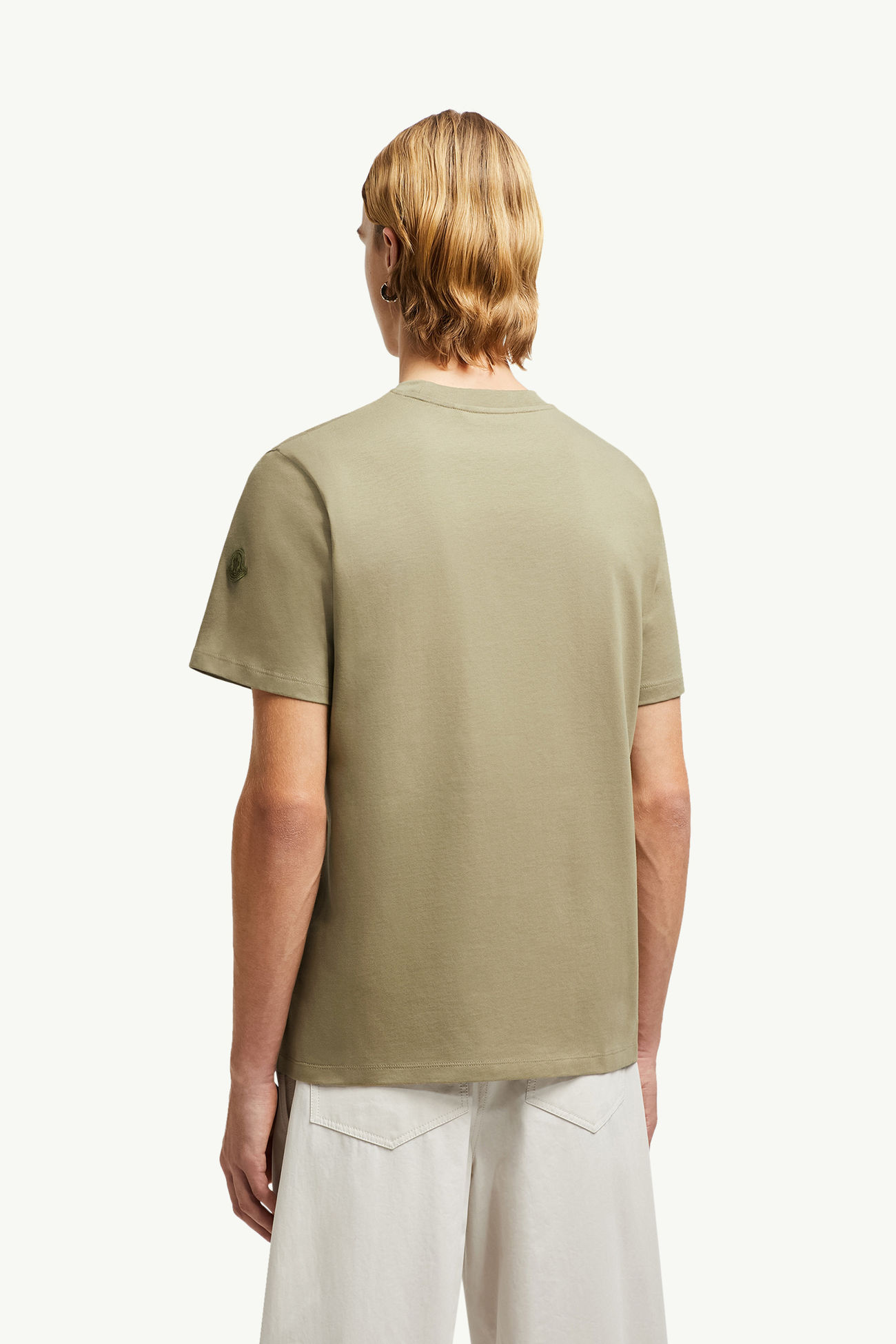 Cartoon Logo Cotton T-Shirt Men Sage Green Moncler 4