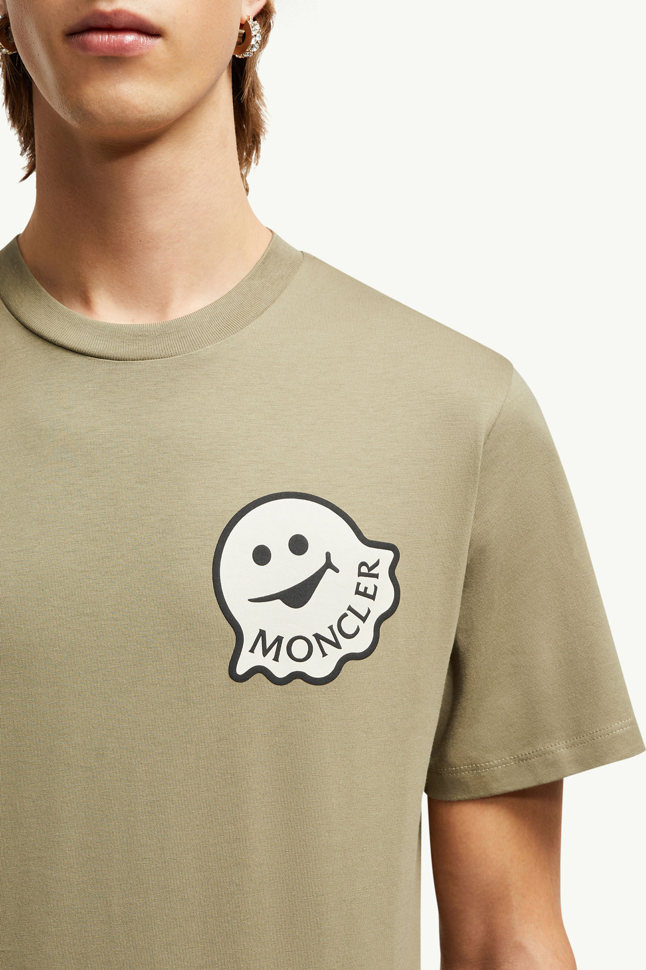 Cartoon Logo Cotton T-Shirt Men Sage Green Moncler 5