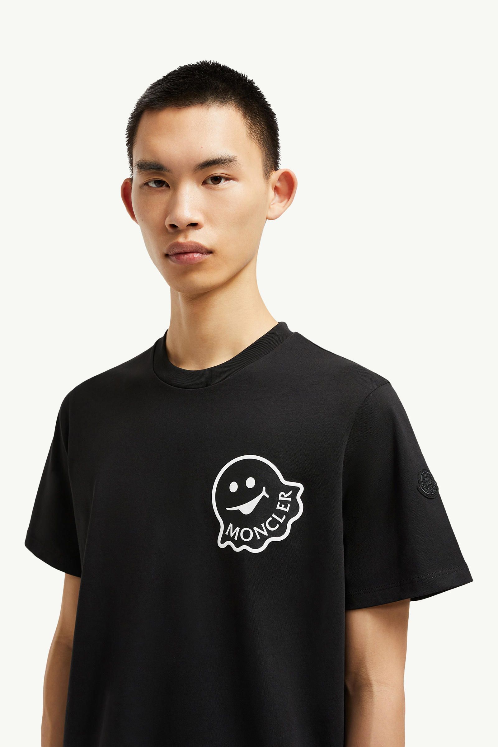 T-shirt en coton à logo Hommes Noir Moncler 1