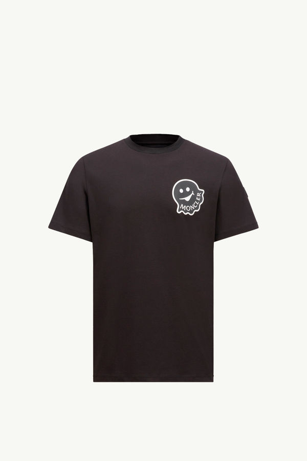 Cartoon Logo Cotton T-Shirt Men Black Moncler 2
