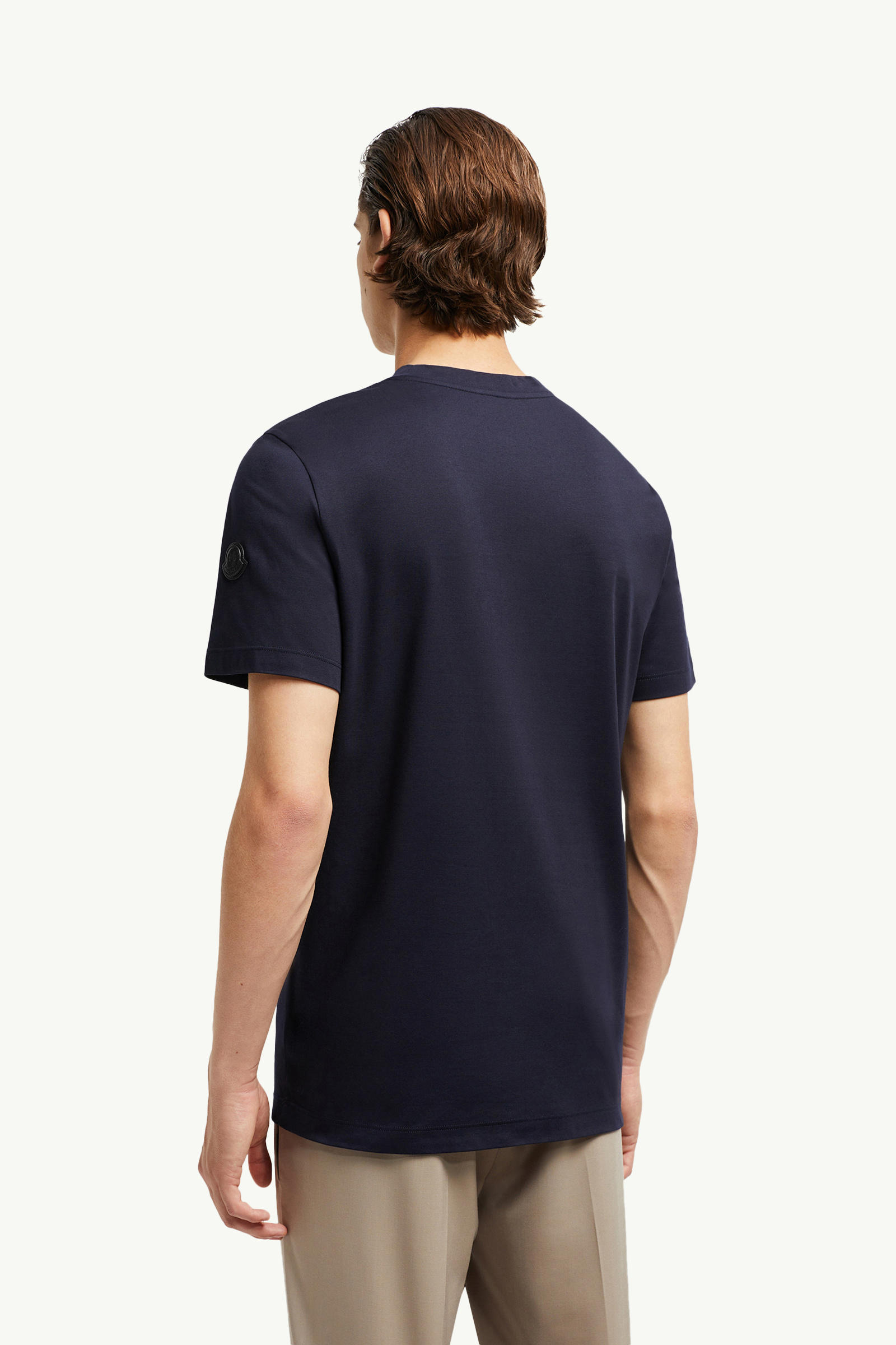 Patch Logo Cotton T-shirt Men Navy Blue Moncler 4