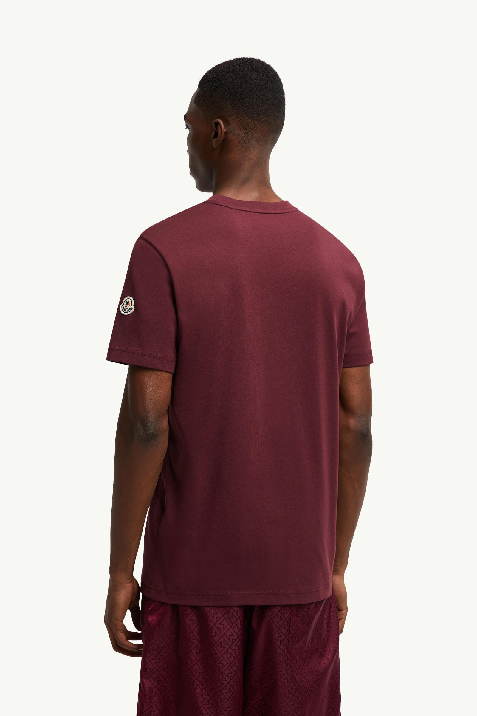Monogram Cotton T-Shirt With Pocket Men Burgundy Moncler 4