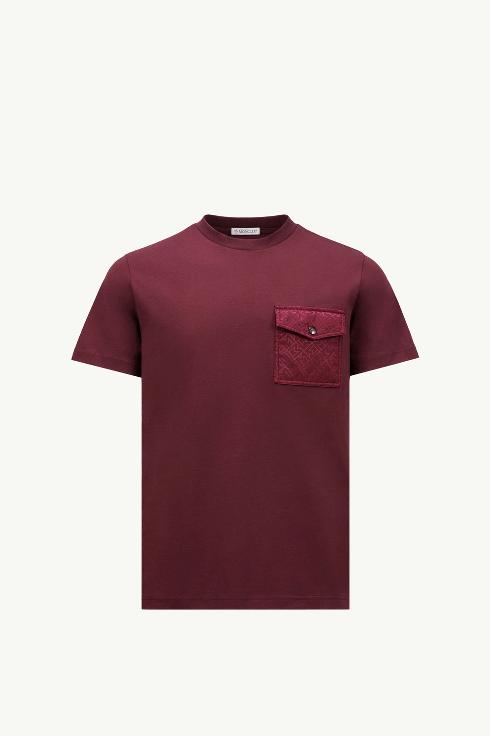 Monogram Cotton T-Shirt With Pocket Men Burgundy Moncler 2