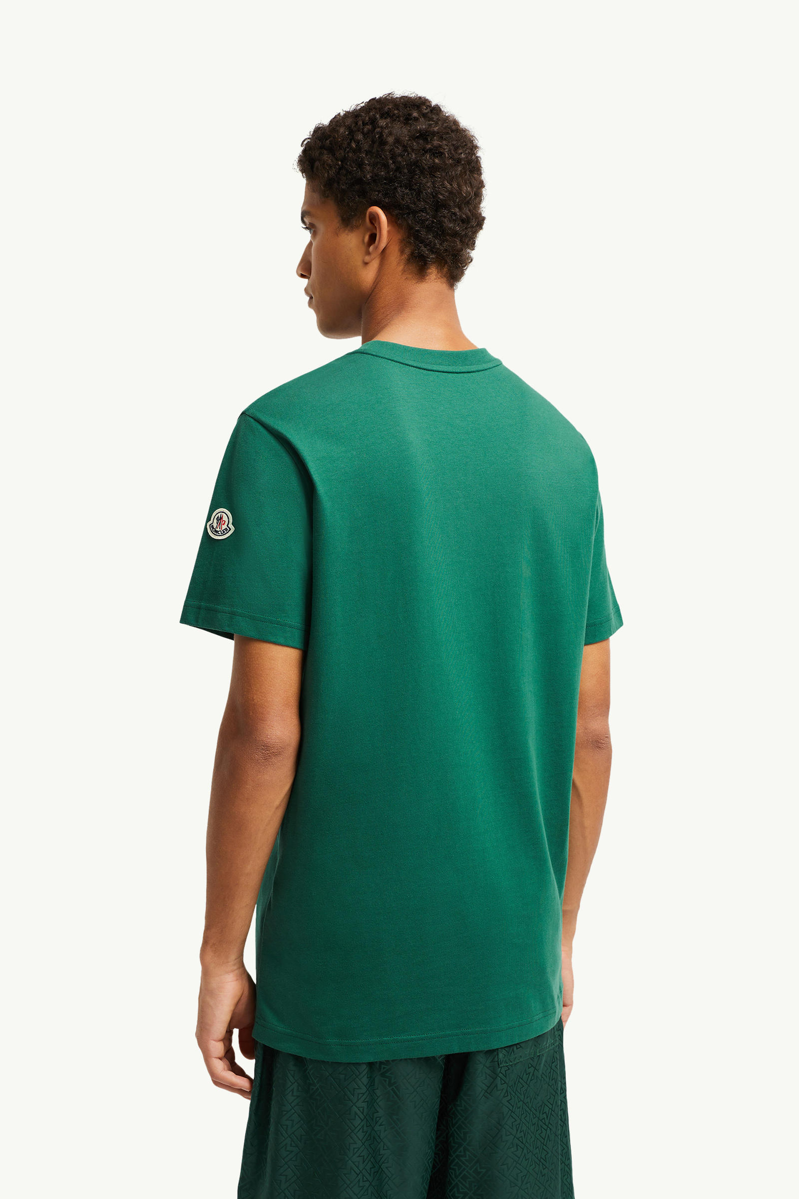 Monogram Cotton T-Shirt With Pocket Men Emerald Green Moncler 4